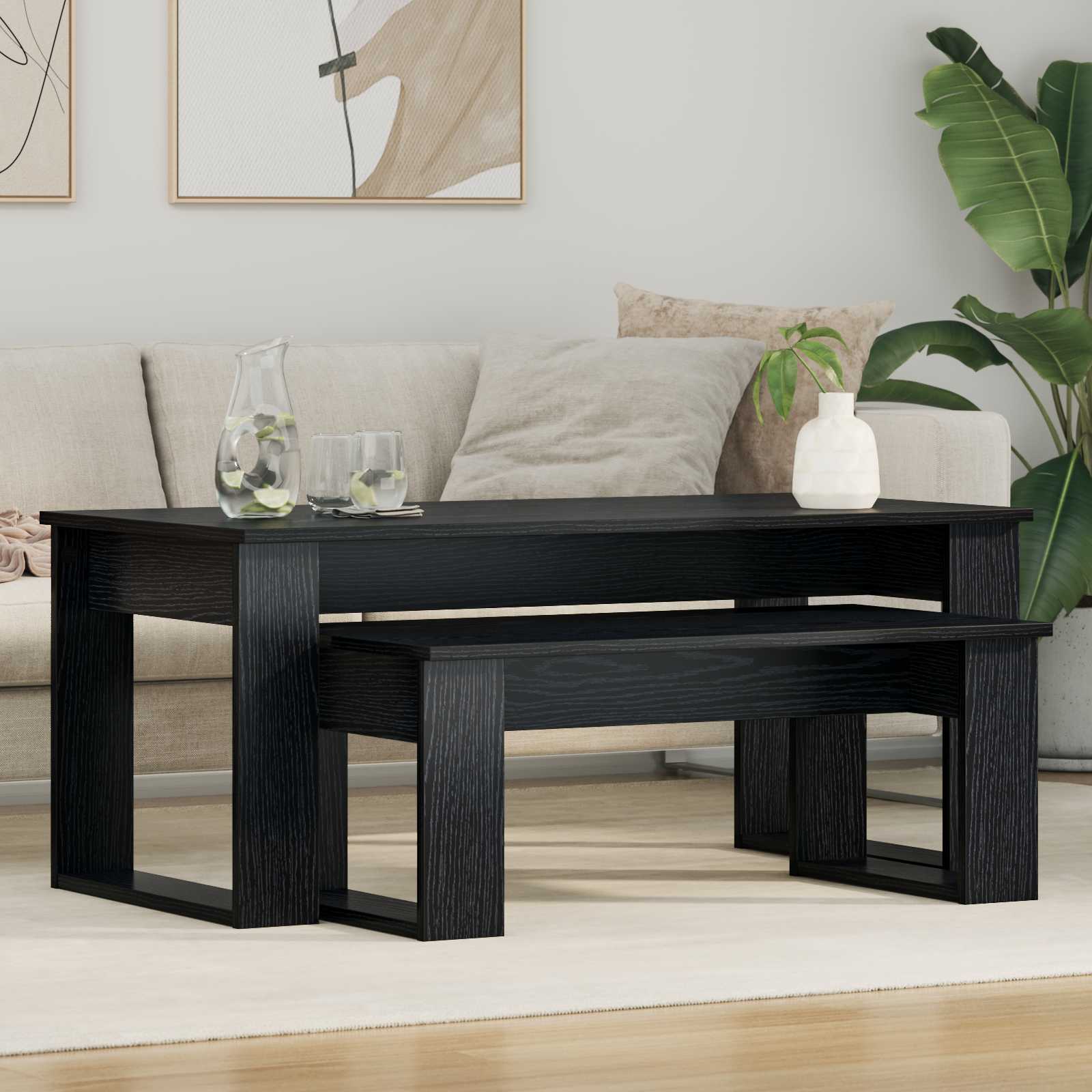 vidaXL Zestaw stolików kawowych 2 pcs Czarny Dąb
