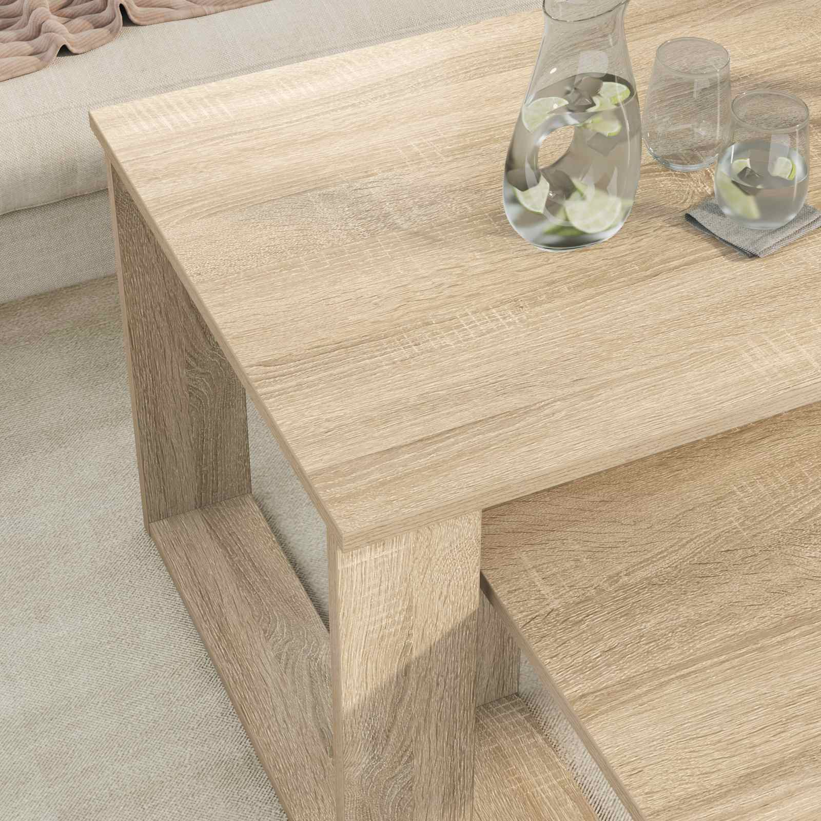 vidaXL Zestaw stolików kawowych 2 pcs Dąb Sonoma