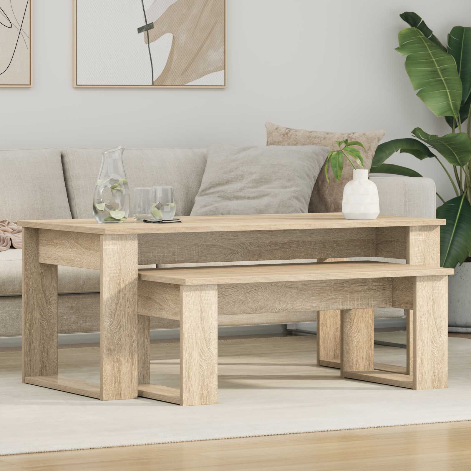 vidaXL Zestaw stolików kawowych 2 pcs Dąb Sonoma