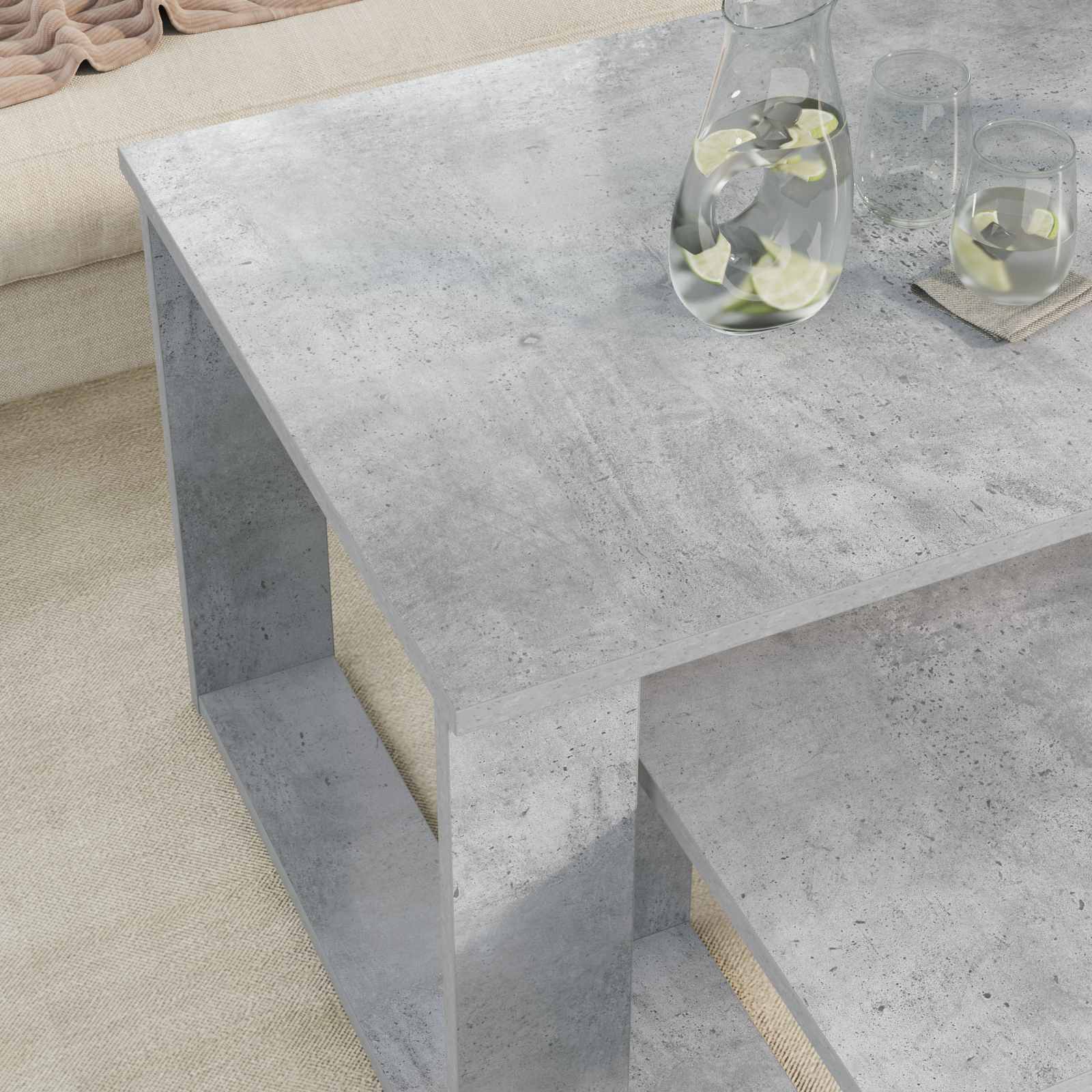 vidaXL Zestaw stolików kawowych 2 pcs Betonowy szary
