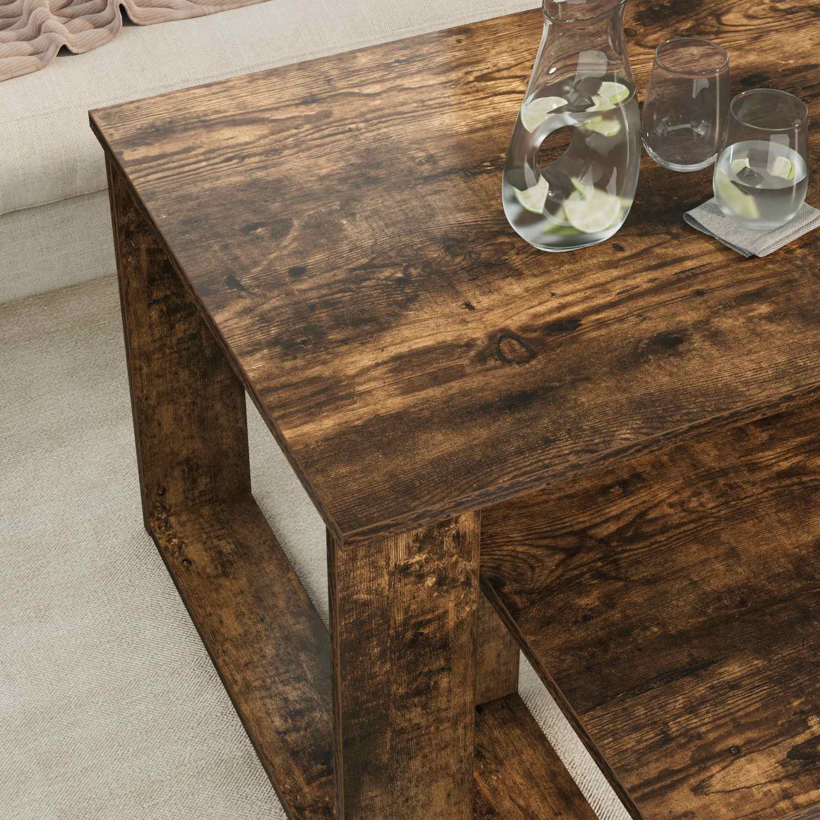vidaXL Zestaw stolików kawowych 2 pcs Dąb wędzony