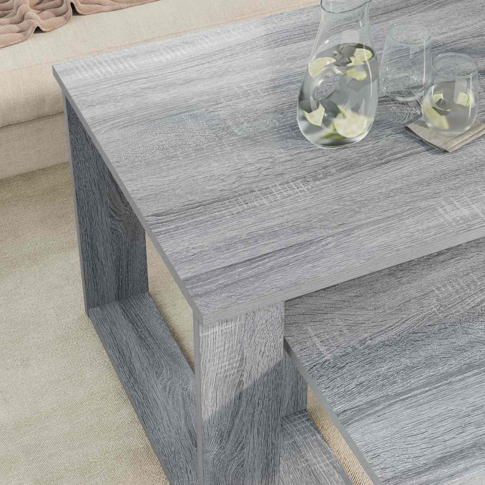 vidaXL Zestaw stolików kawowych 2 pcs Szary Sonoma