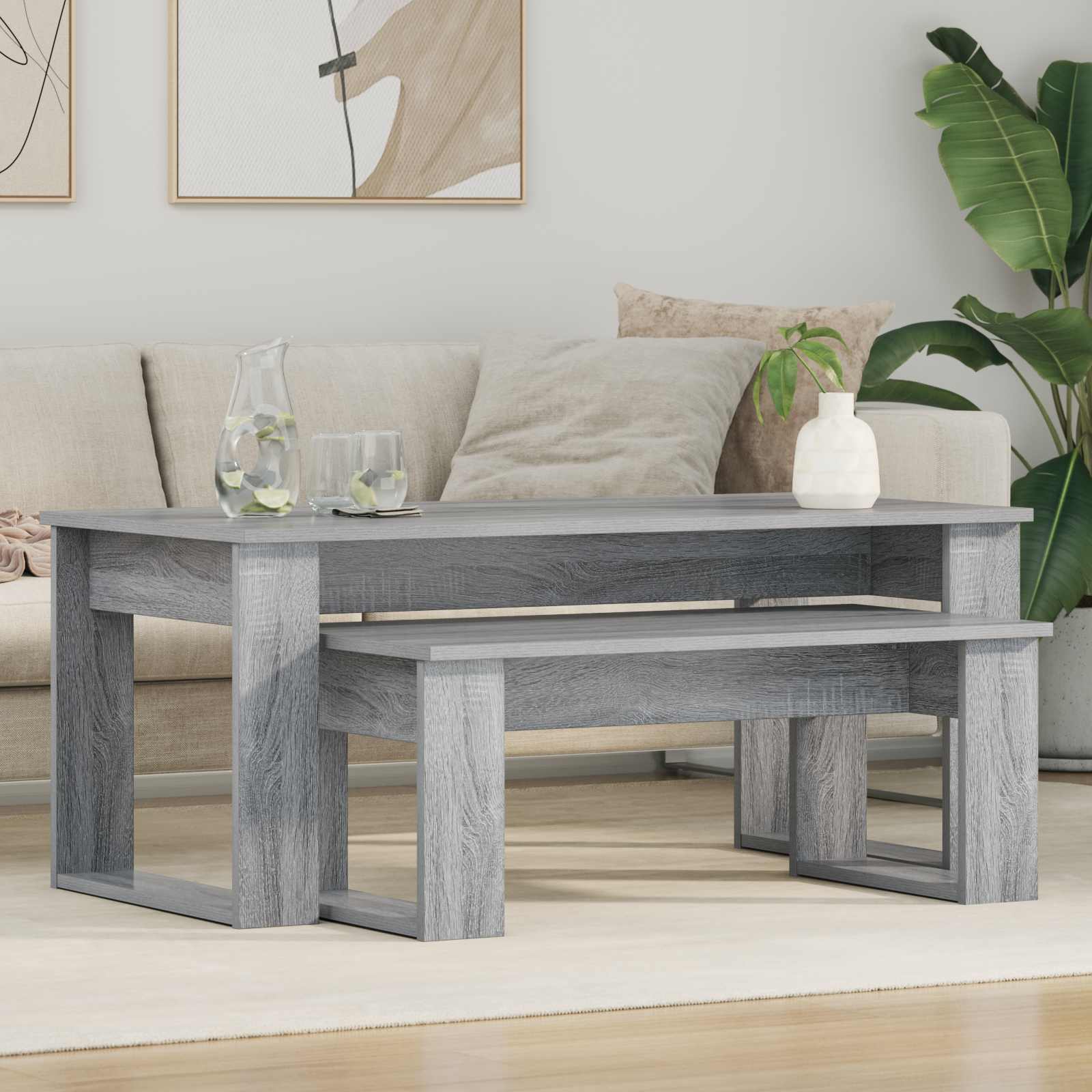 vidaXL Zestaw stolików kawowych 2 pcs Szary Sonoma
