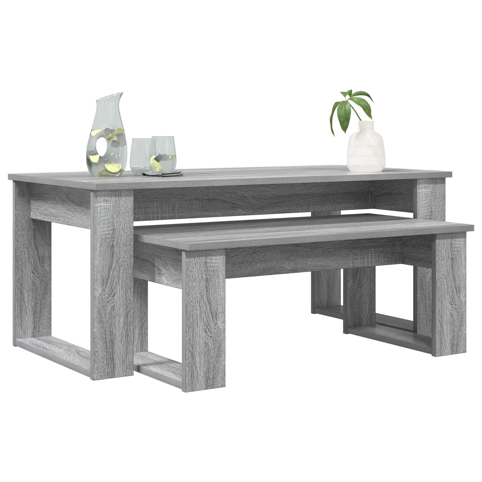 vidaXL Zestaw stolików kawowych 2 pcs Szary Sonoma