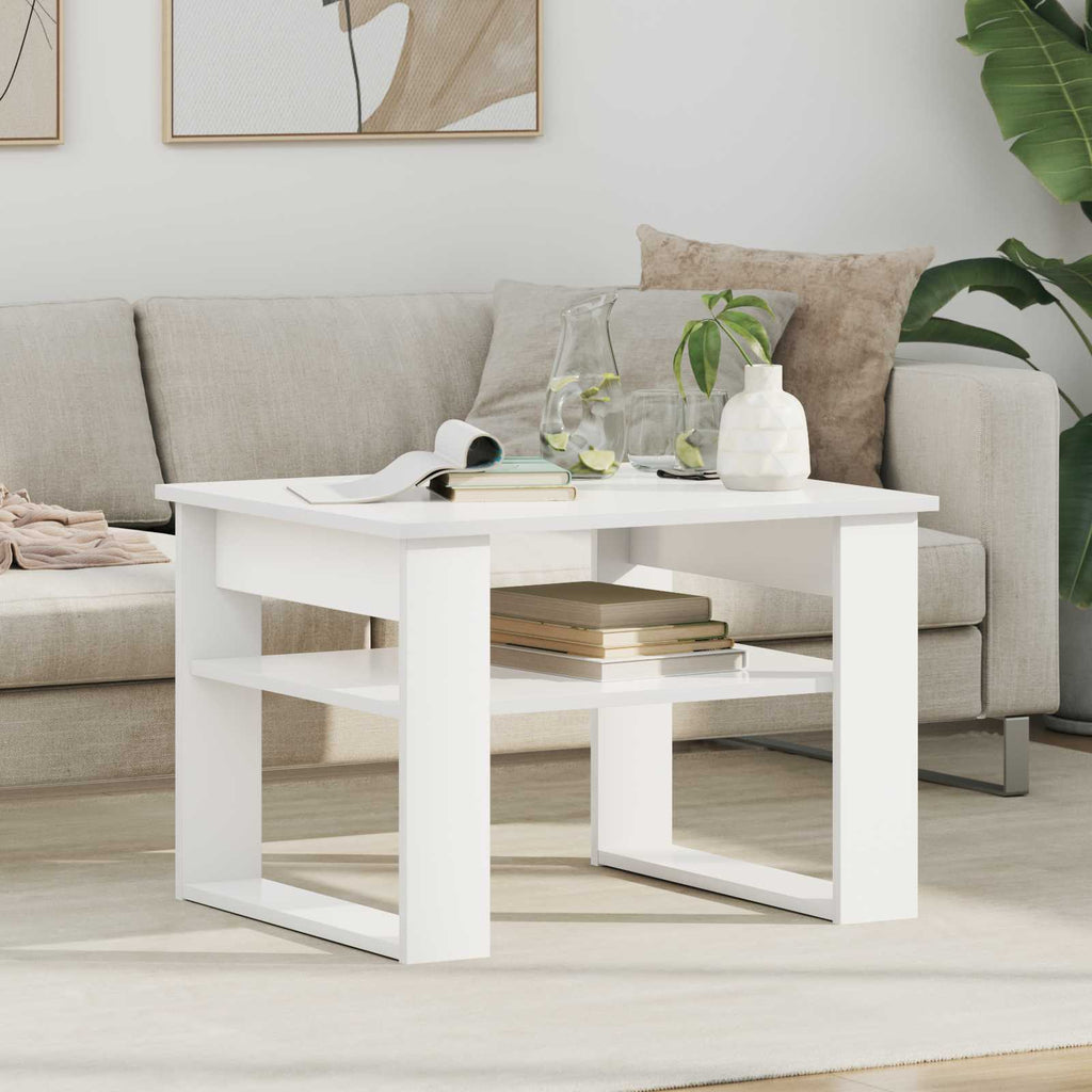 vidaXL Stolik kawowy Biały 64 x 54 x 44 cm Materiał drewnopochodny