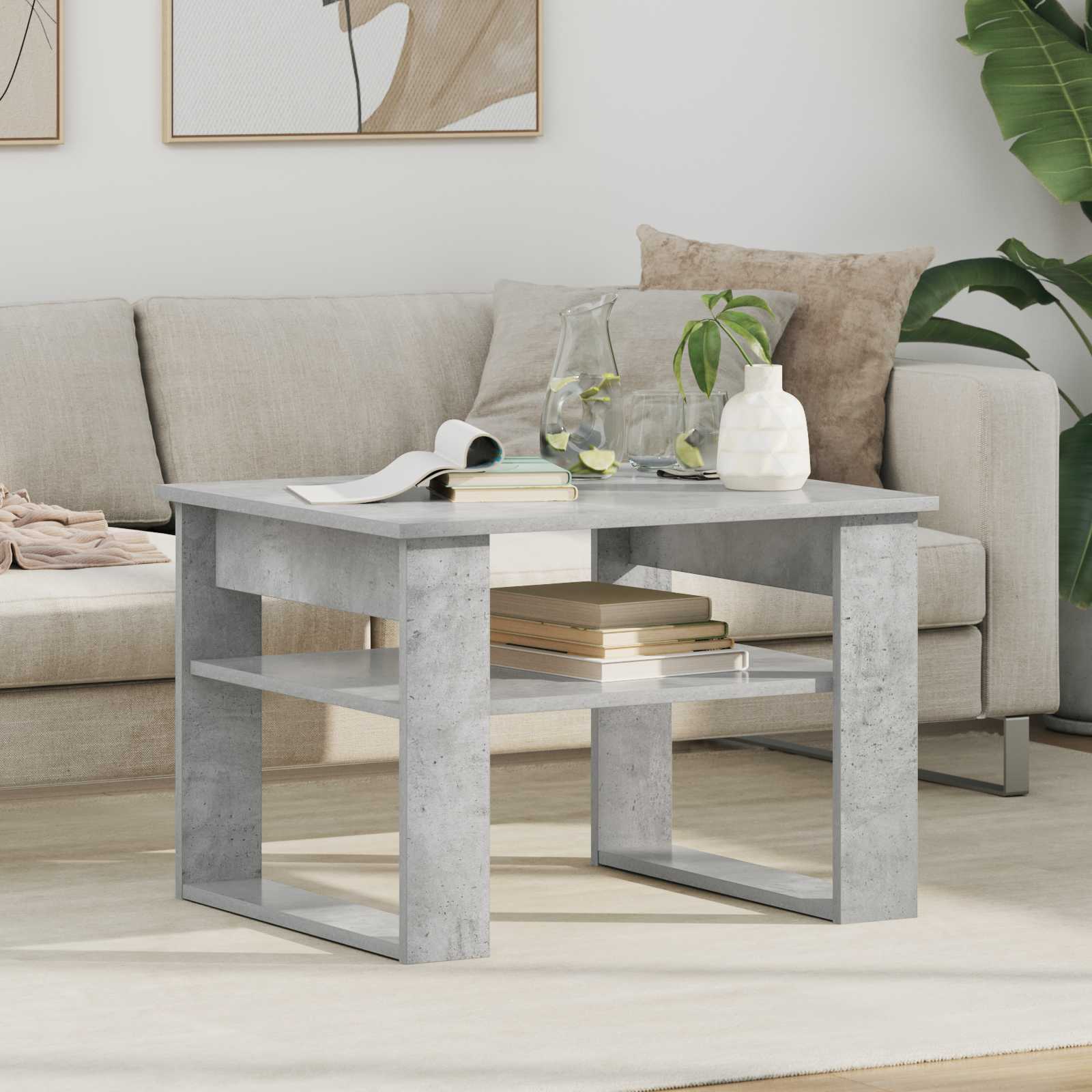 vidaXL Stolik kawowy z przechowywaniem Betonowy szary 64 x 54 x 44 cm