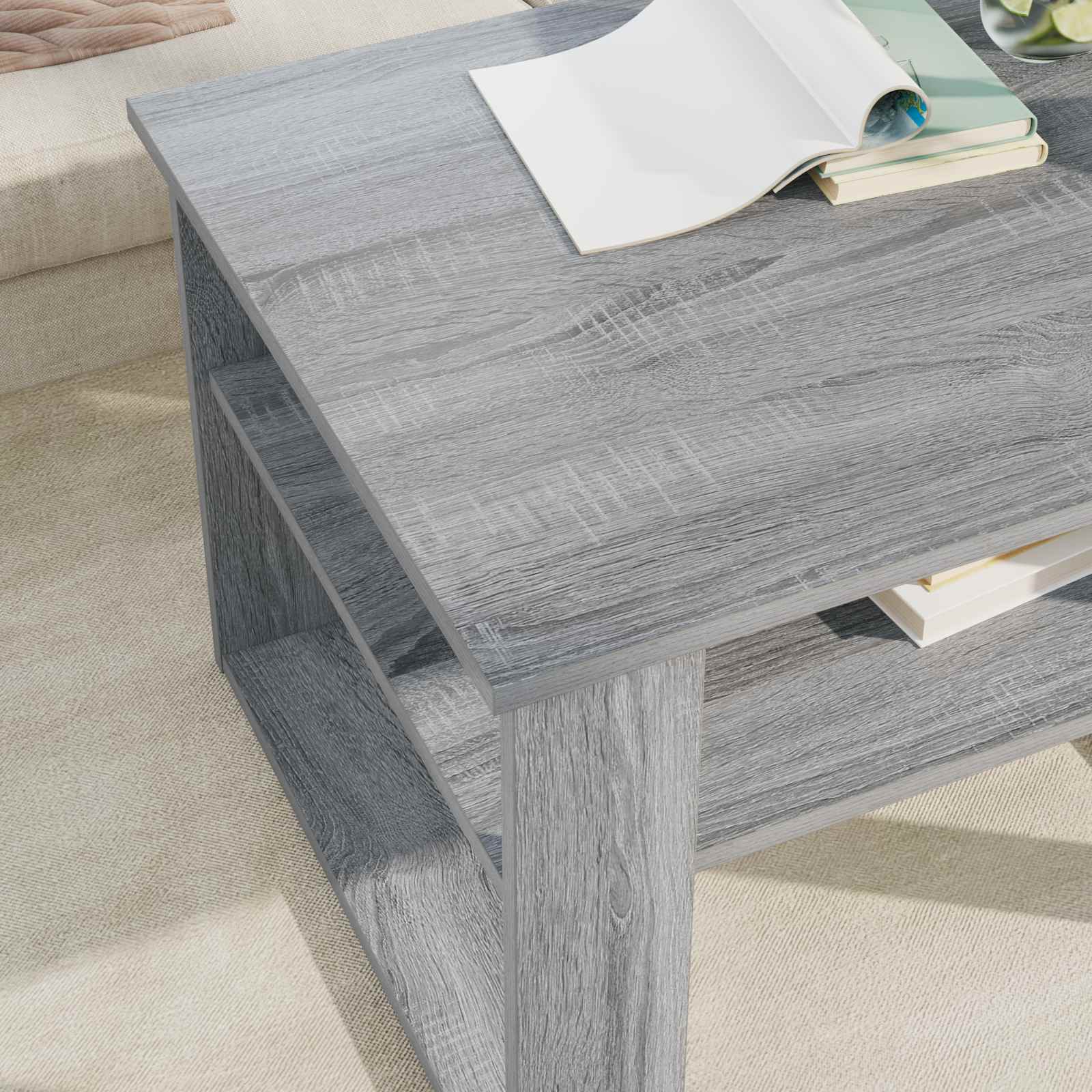 vidaXL Stolik kawowy z przechowywaniem Szary Sonoma 64 x 54 x 44 cm