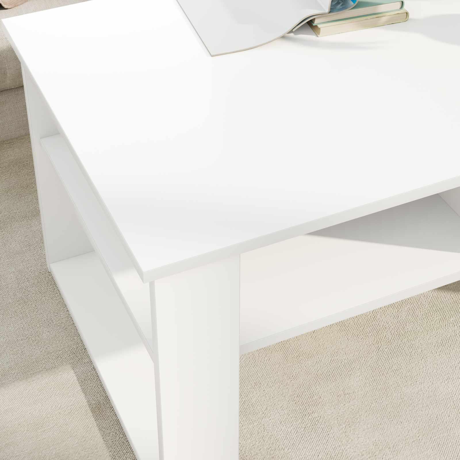 vidaXL Stolik kawowy Biały 96 x 54 x 44 cm Materiał drewnopochodny