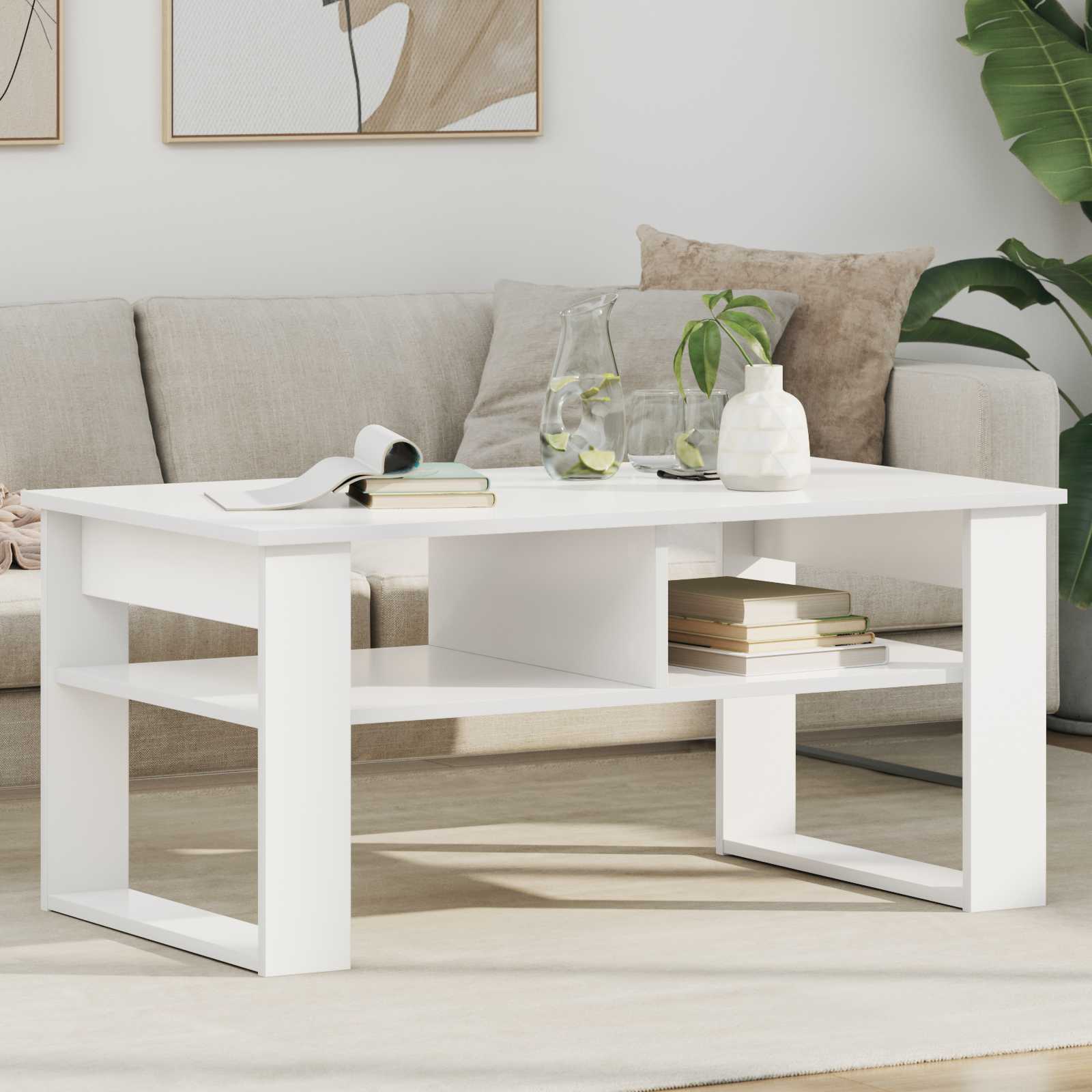 vidaXL Stolik kawowy Biały 96 x 54 x 44 cm Materiał drewnopochodny