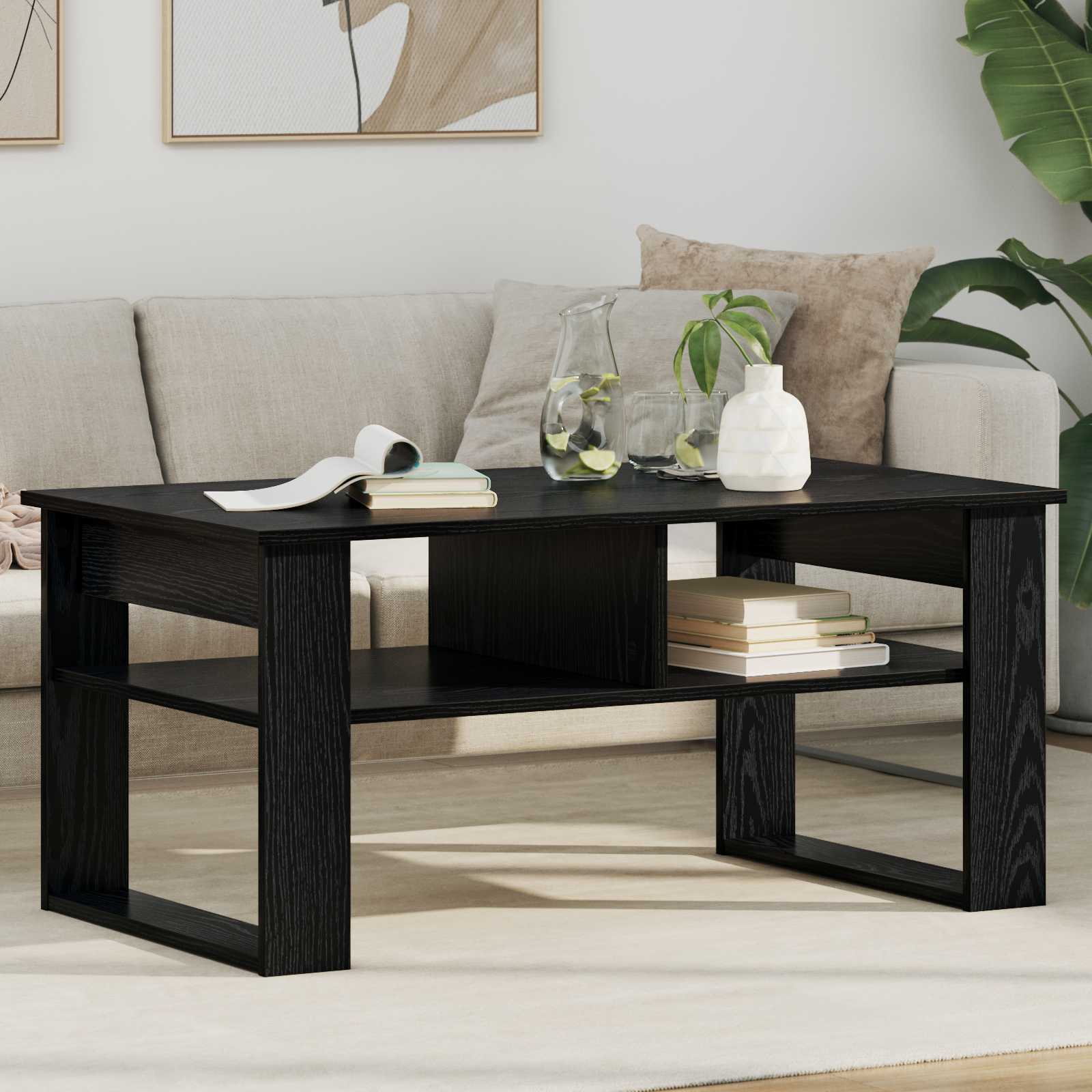 vidaXL Stolik kawowy z przechowywaniem Czarny Dąb 96 x 54 x 44 cm