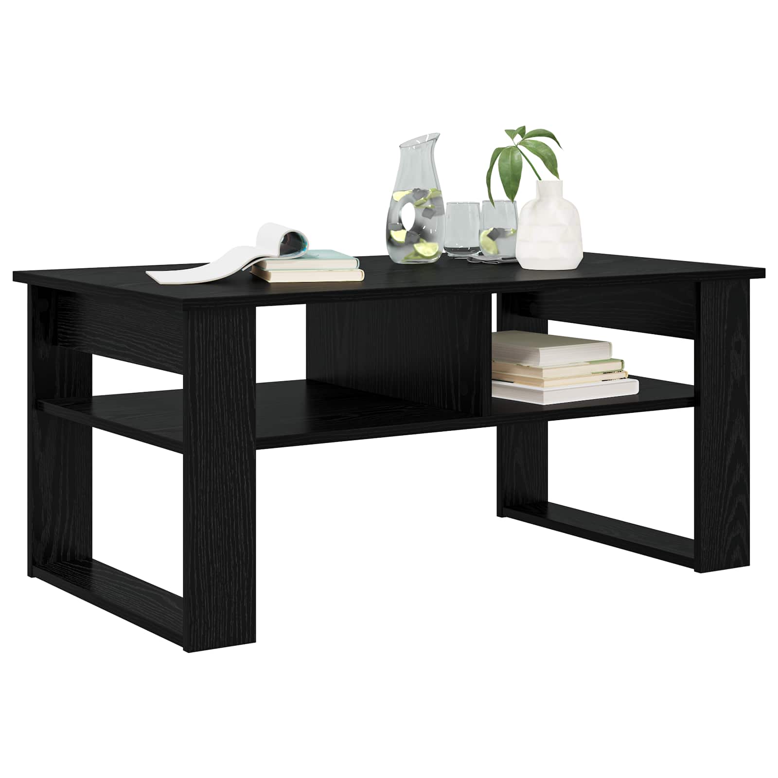 vidaXL Stolik kawowy z przechowywaniem Czarny Dąb 96 x 54 x 44 cm