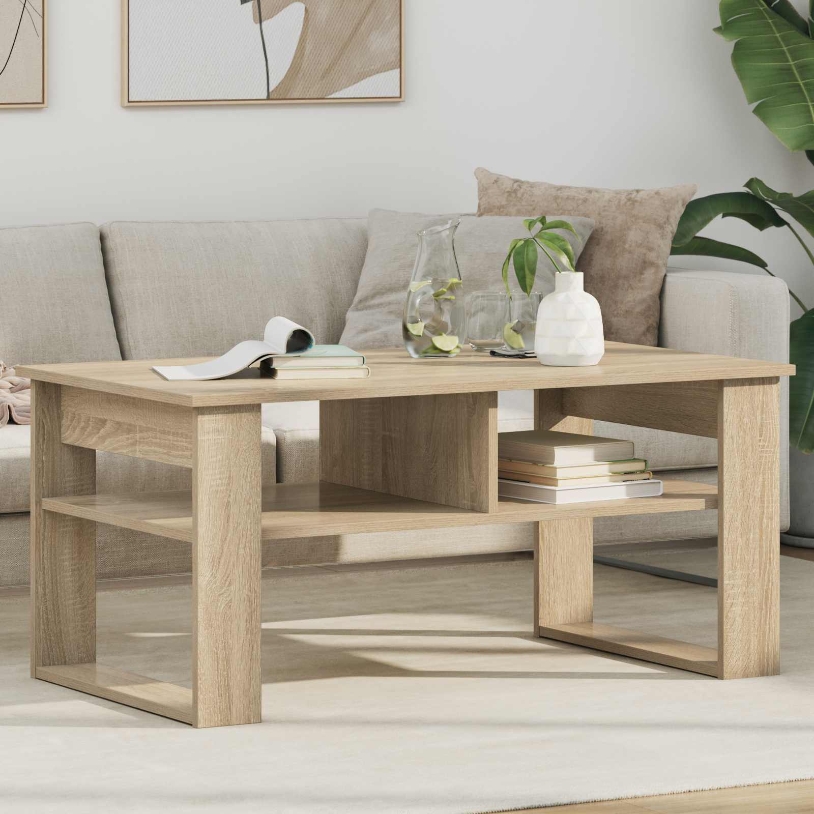 vidaXL Stolik kawowy z przechowywaniem Dąb Sonoma 96 x 54 x 44 cm