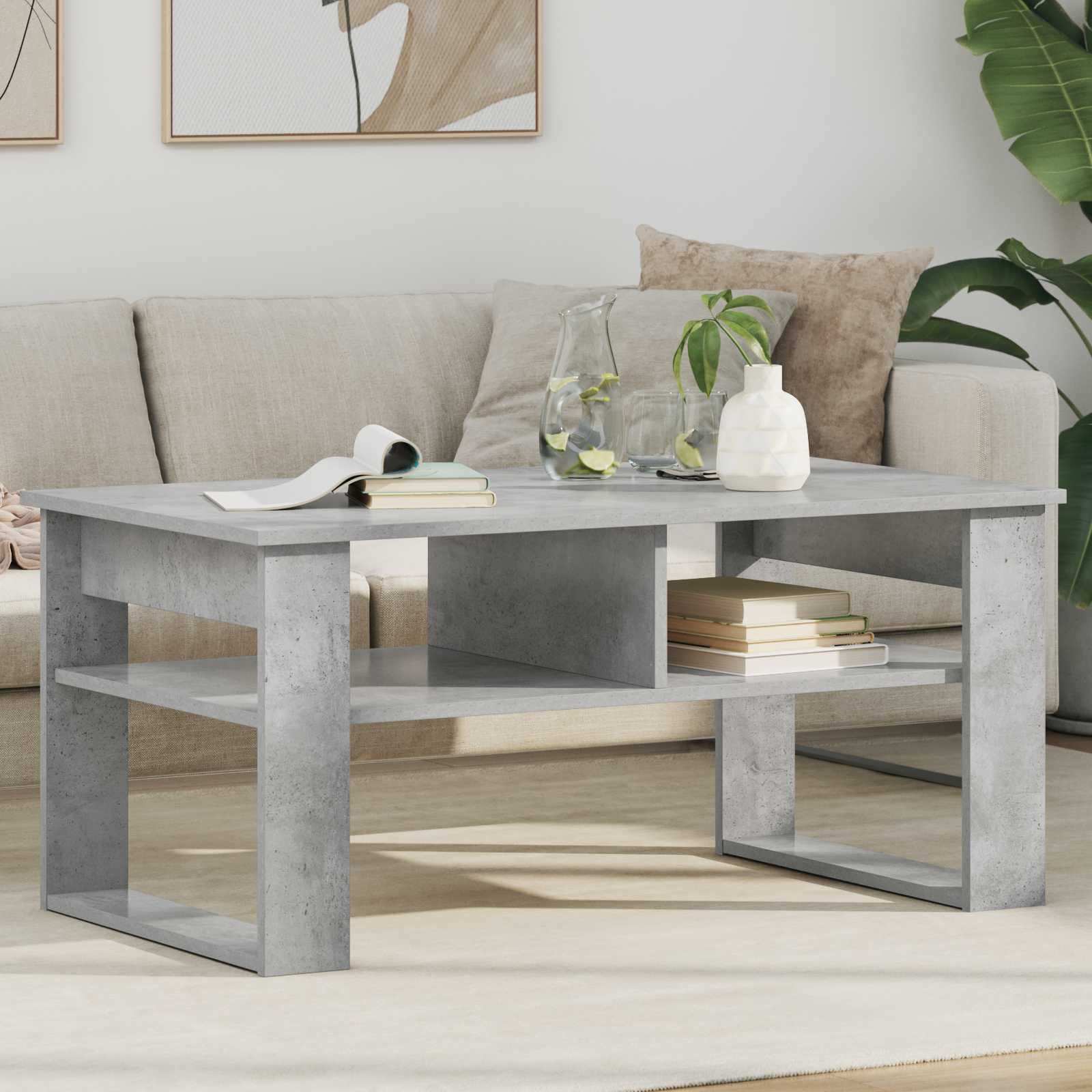 vidaXL Stolik kawowy z przechowywaniem Betonowy szary 96 x 54 x 44 cm