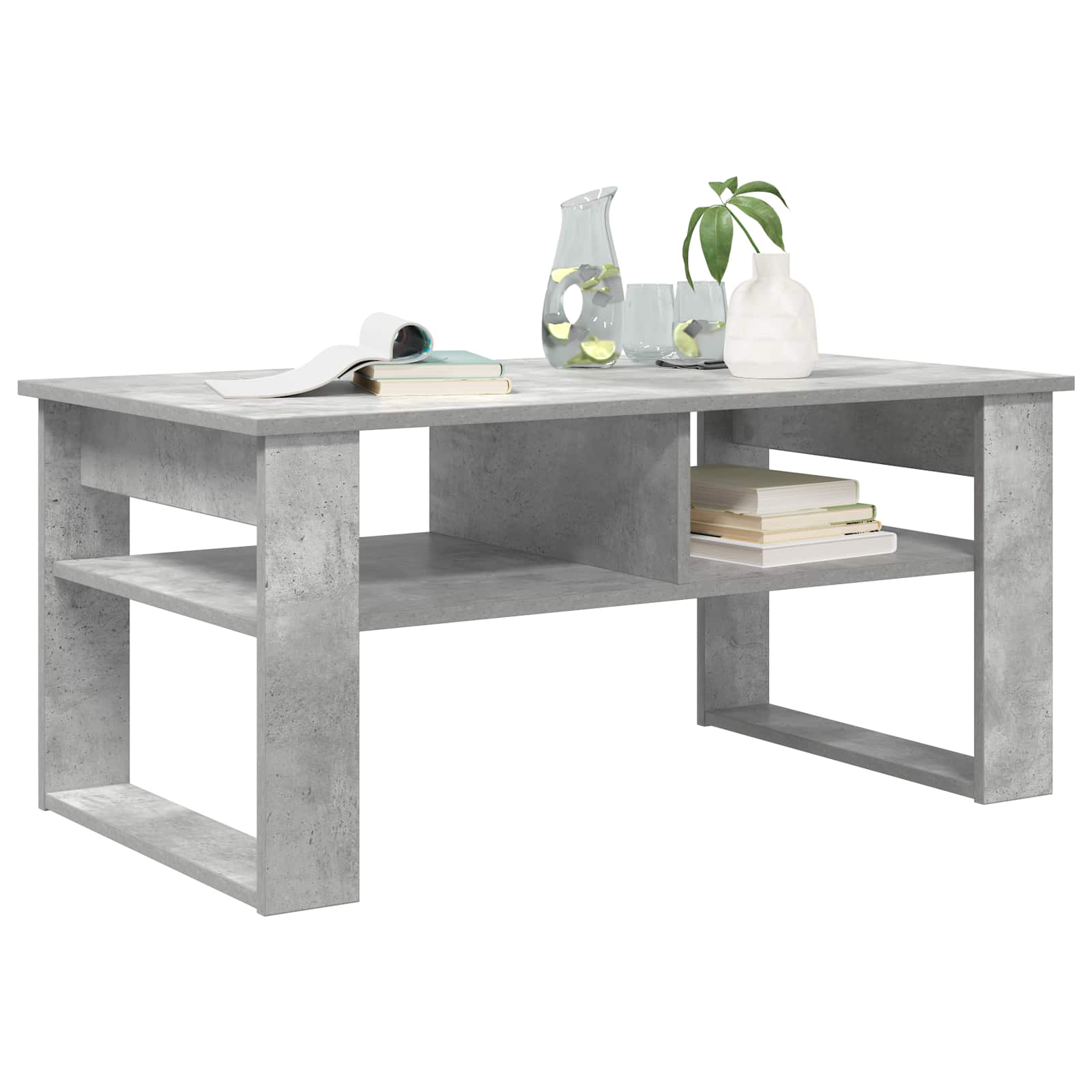 vidaXL Stolik kawowy z przechowywaniem Betonowy szary 96 x 54 x 44 cm