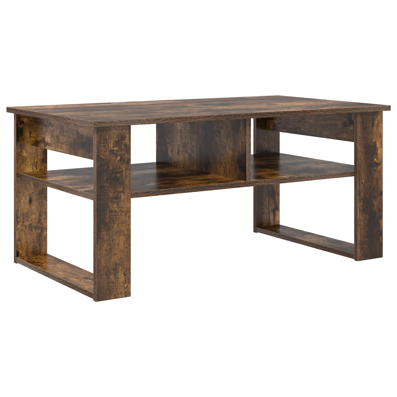 vidaXL Stolik kawowy z przechowywaniem Dąb wędzony 96 x 54 x 44 cm