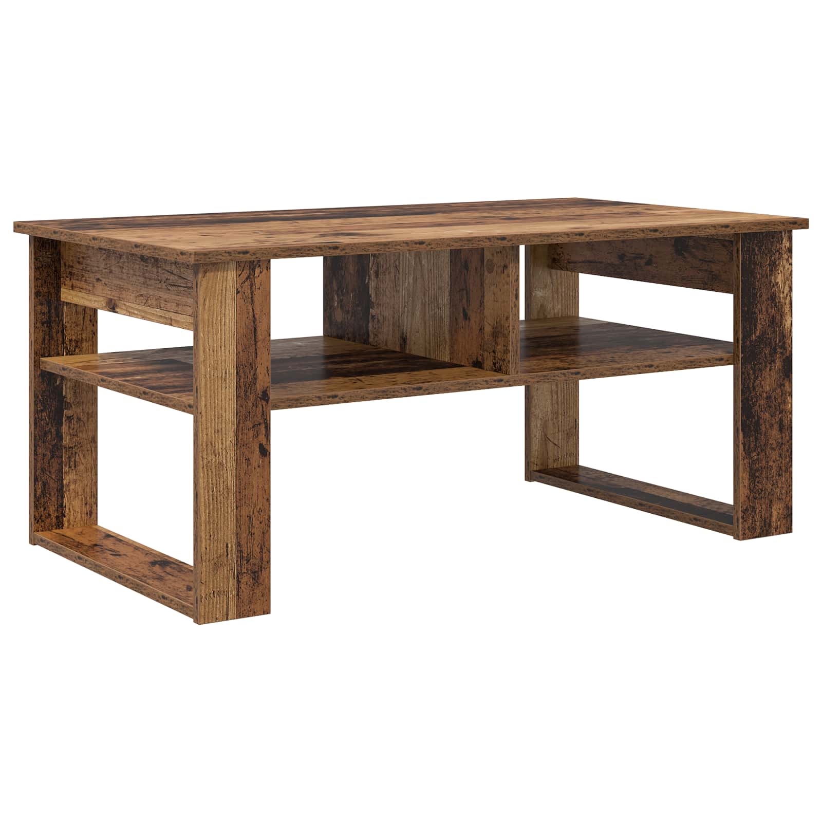 vidaXL Stolik kawowy z przechowywaniem Stare drewno 96 x 54 x 44 cm
