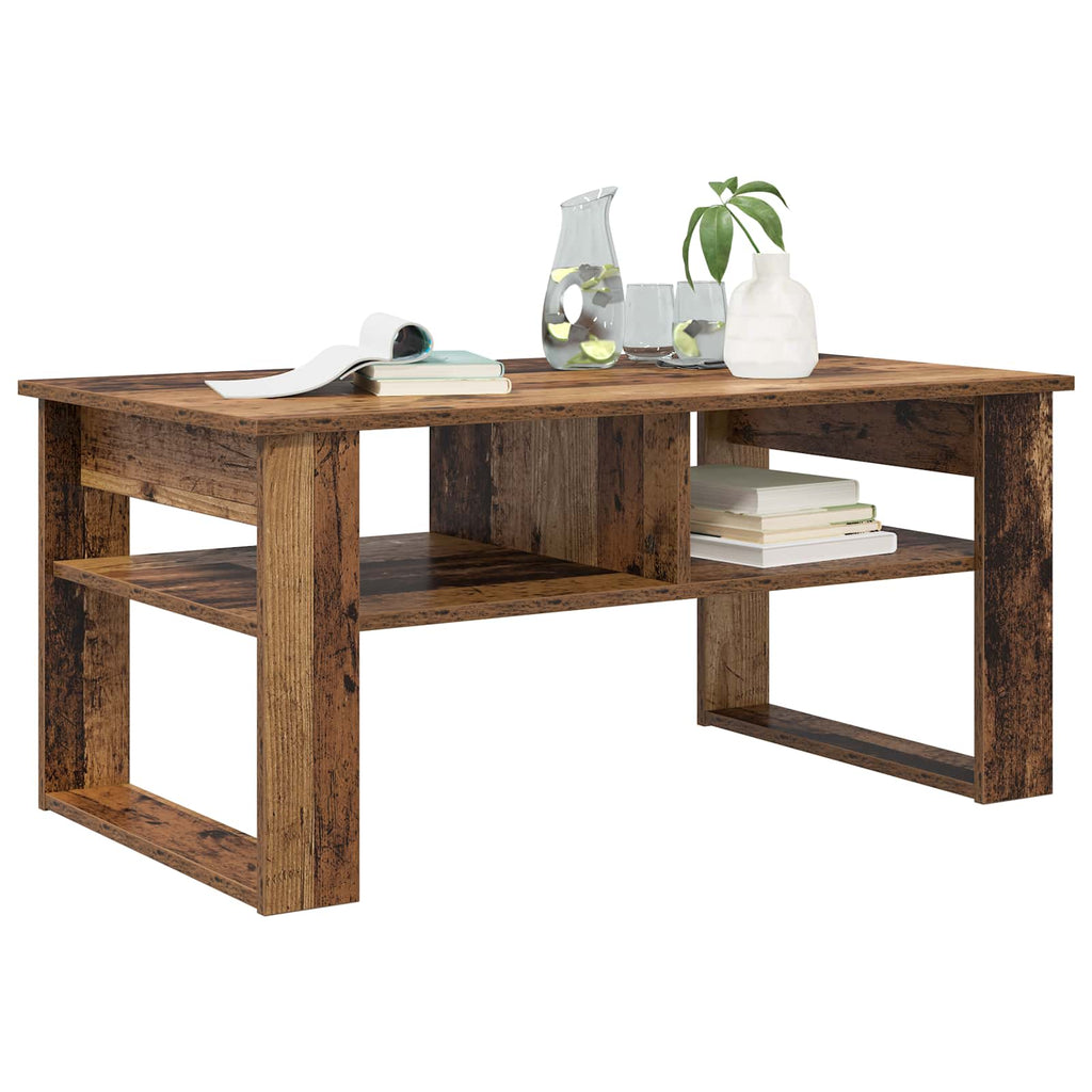 vidaXL Stolik kawowy z przechowywaniem Stare drewno 96 x 54 x 44 cm