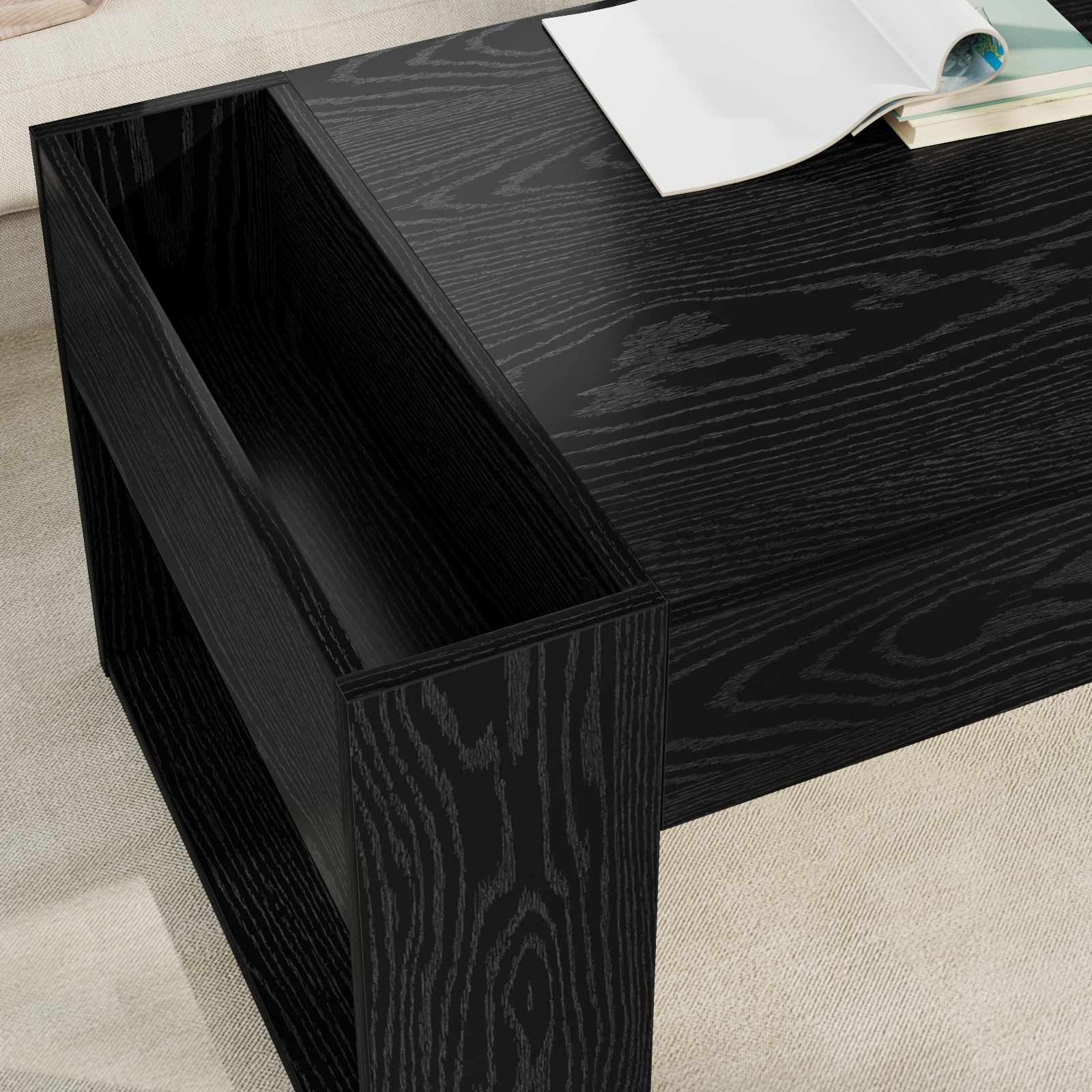 vidaXL Stolik kawowy Czarny Dąb 110 x 50 x 41 cm