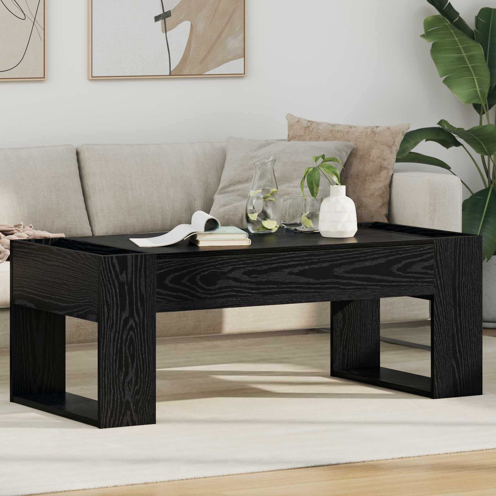 vidaXL Stolik kawowy Czarny Dąb 110 x 50 x 41 cm
