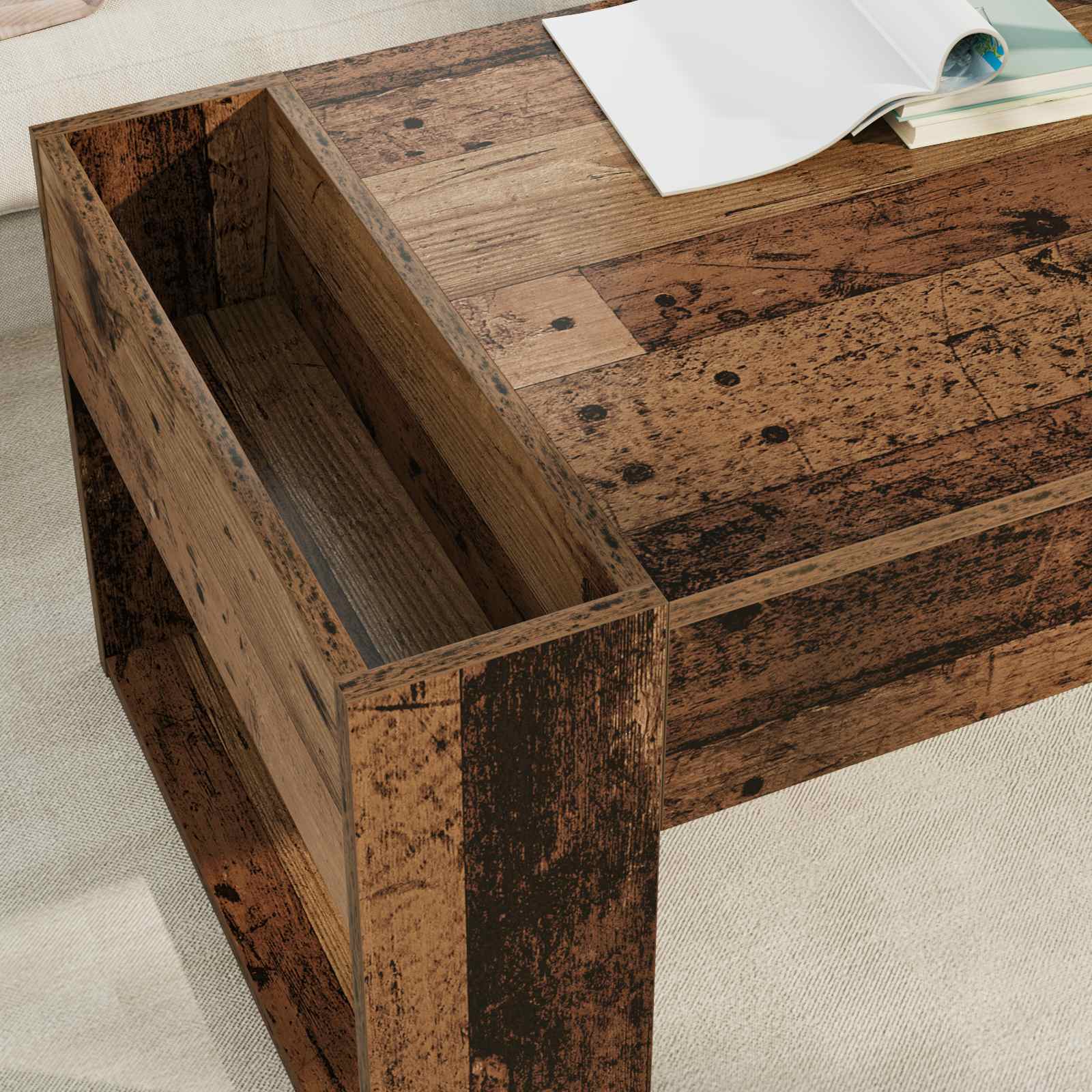 vidaXL Stolik kawowy Stare drewno 110 x 50 x 41 cm