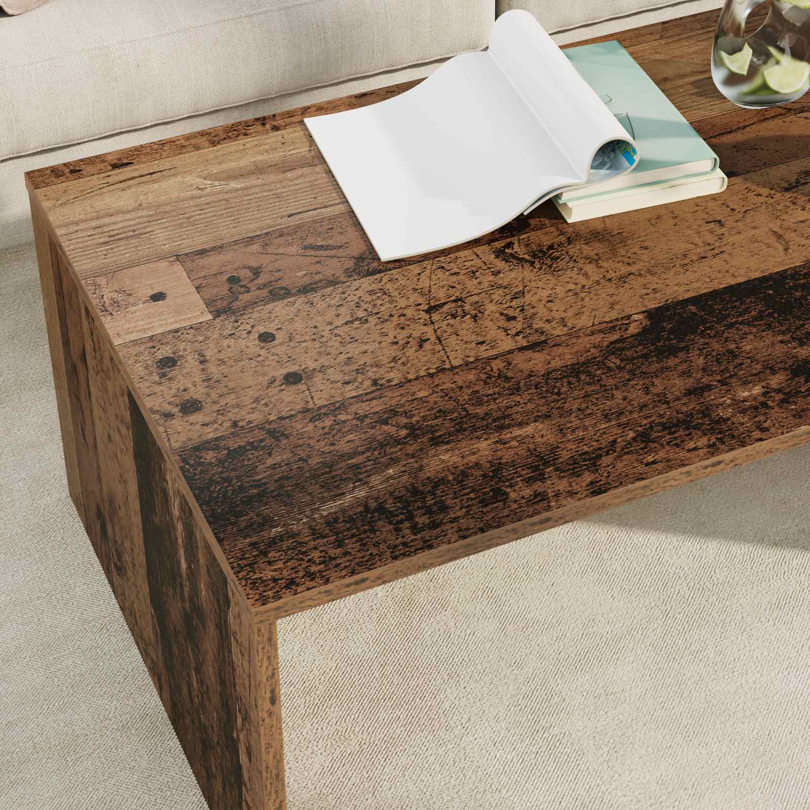 vidaXL Stolik kawowy Stare drewno 95 x 50 x 34 cm