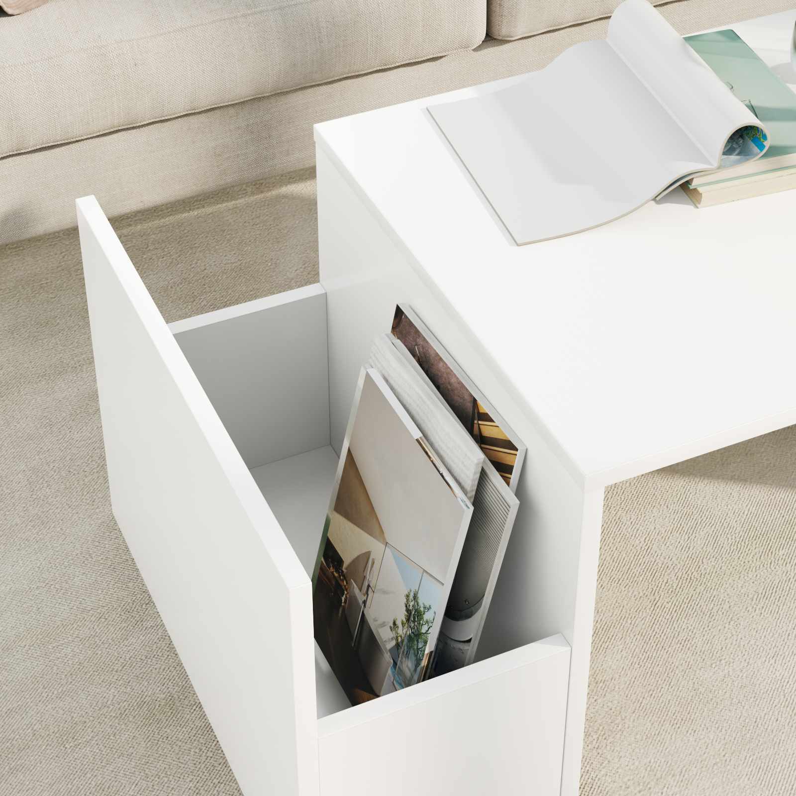 vidaXL Stolik kawowy Biały 90 x 45 x 35 cm Materiał drewnopochodny