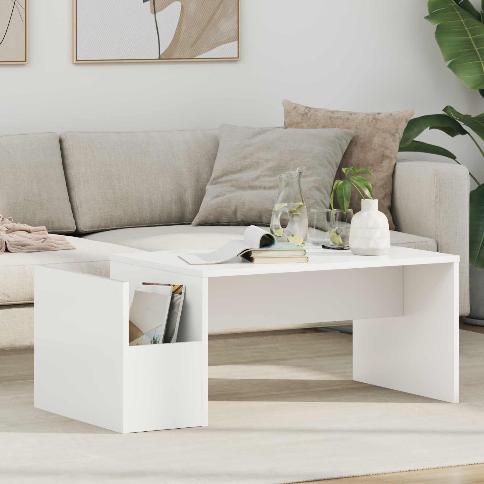 vidaXL Stolik kawowy Biały 90 x 45 x 35 cm Materiał drewnopochodny