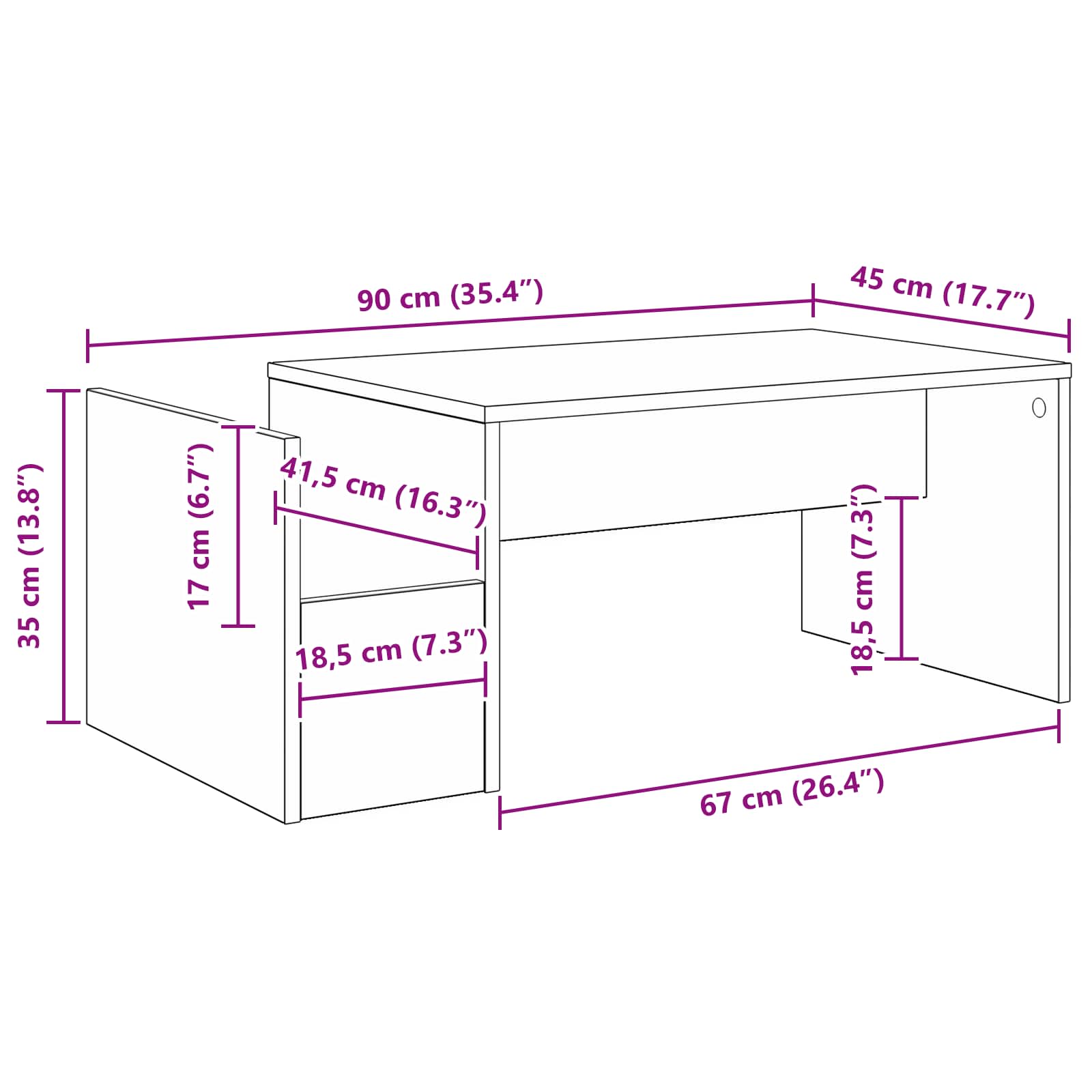 vidaXL Stolik kawowy Biały 90 x 45 x 35 cm Materiał drewnopochodny
