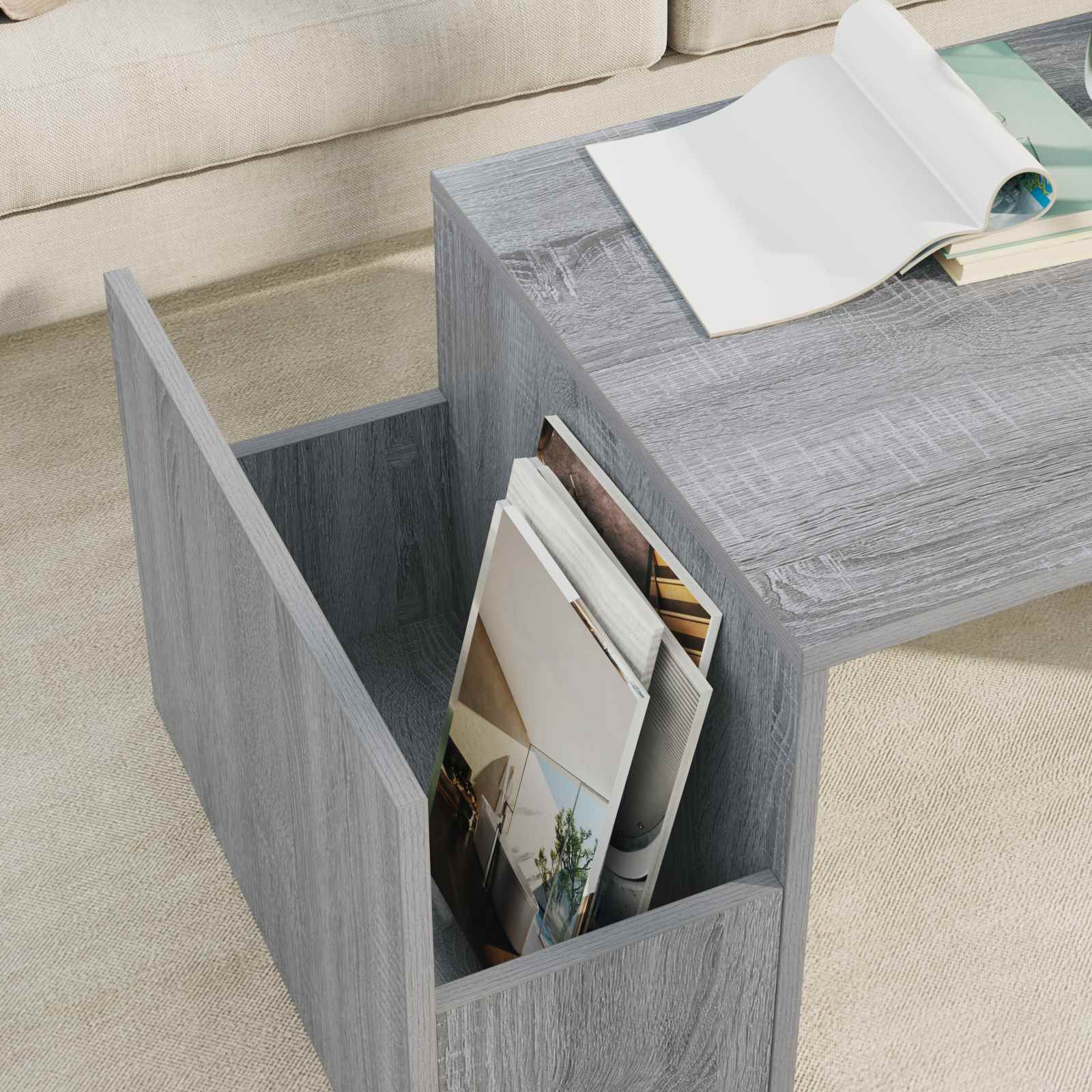 vidaXL Stolik kawowy Szary Sonoma 90 x 45 x 35 cm