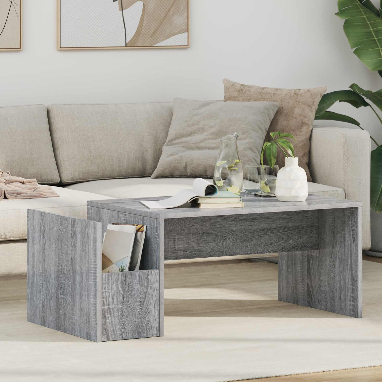 vidaXL Stolik kawowy Szary Sonoma 90 x 45 x 35 cm