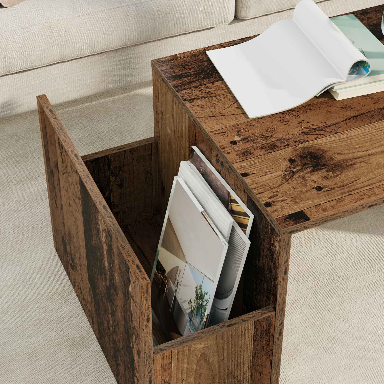 vidaXL Stolik kawowy Stare drewno 90 x 45 x 35 cm