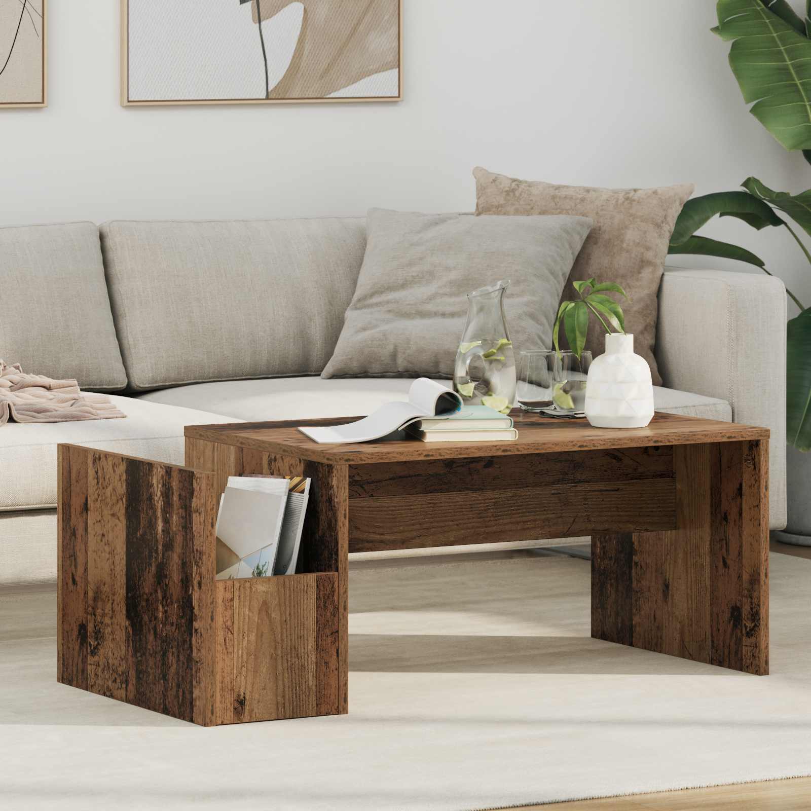 vidaXL Stolik kawowy Stare drewno 90 x 45 x 35 cm