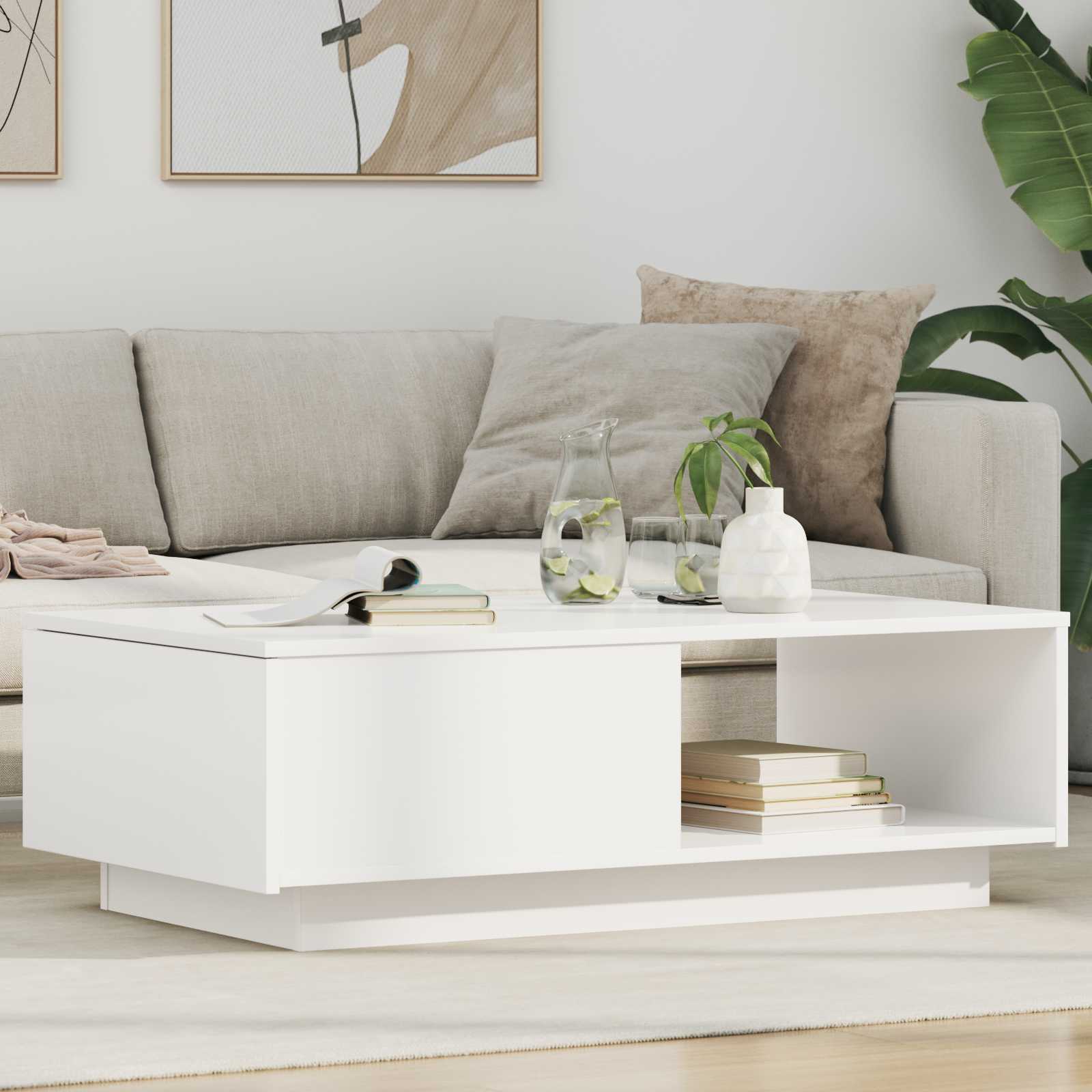 vidaXL Stolik kawowy Biały 95 x 55 x 31 cm Materiał drewnopochodny