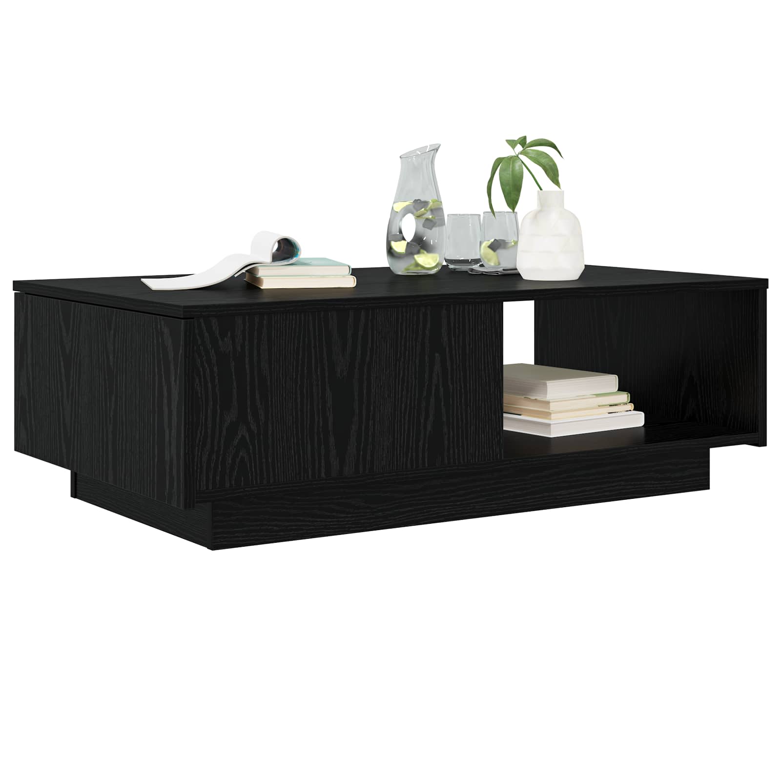 vidaXL Stolik kawowy z szufladą Czarny Dąb 95 x 55 x 31 cm