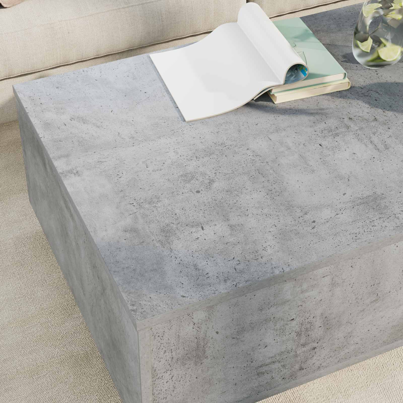 vidaXL Stolik kawowy z szufladą Betonowy szary 95 x 55 x 31 cm