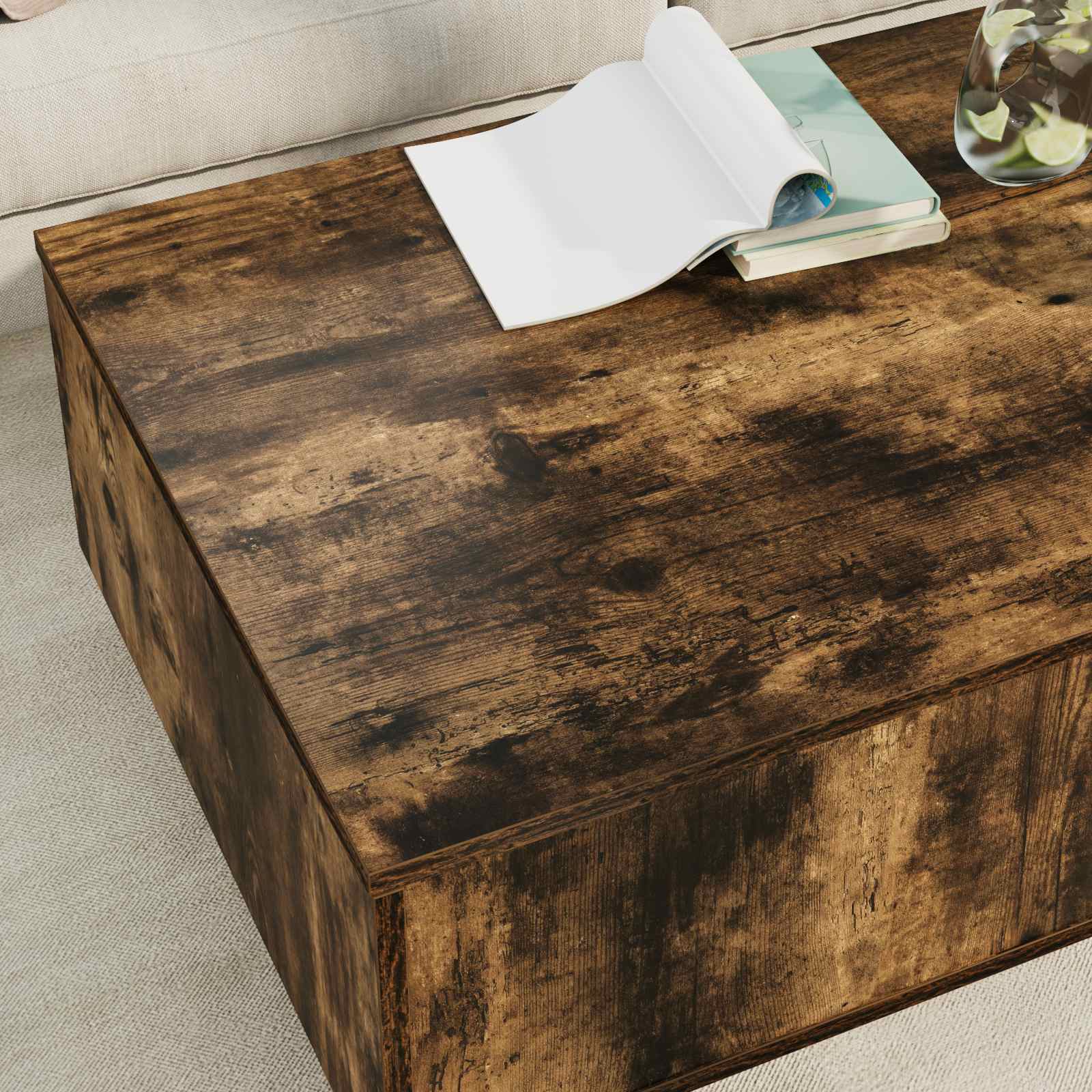 vidaXL Stolik kawowy z szufladą Dąb wędzony 95 x 55 x 31 cm