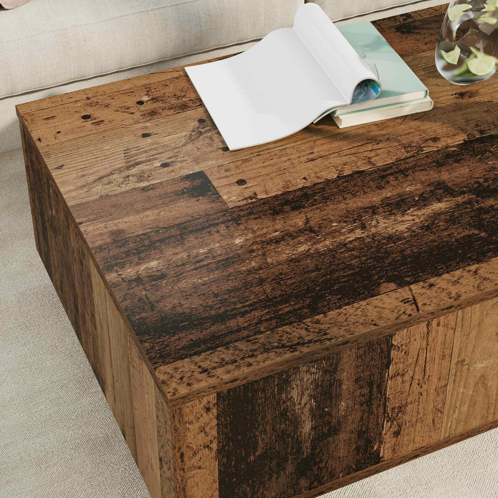 vidaXL Stolik kawowy z szufladą Stare drewno 95 x 55 x 31 cm