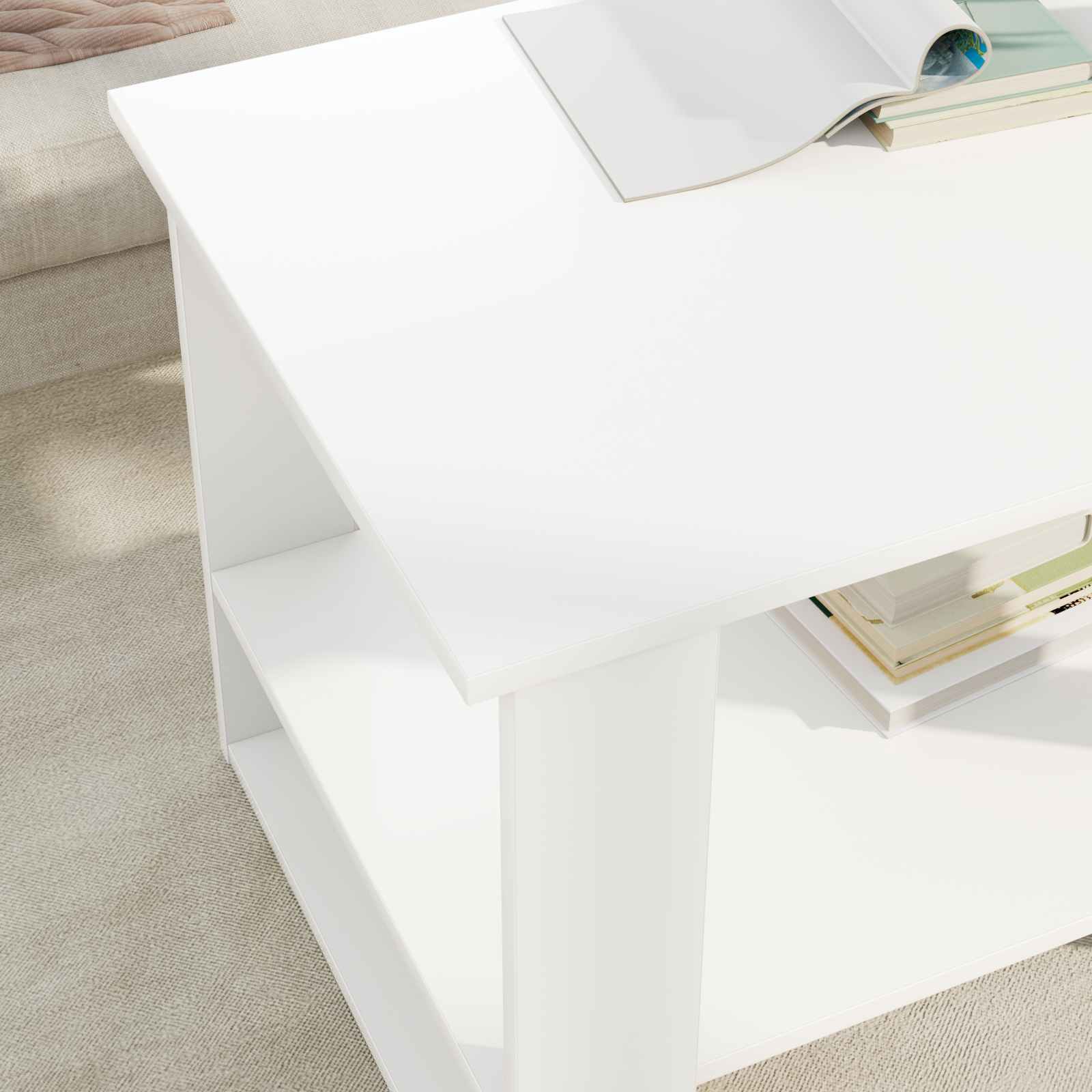 vidaXL Stolik kawowy Biały 72 x 50 x 50 cm Materiał drewnopochodny