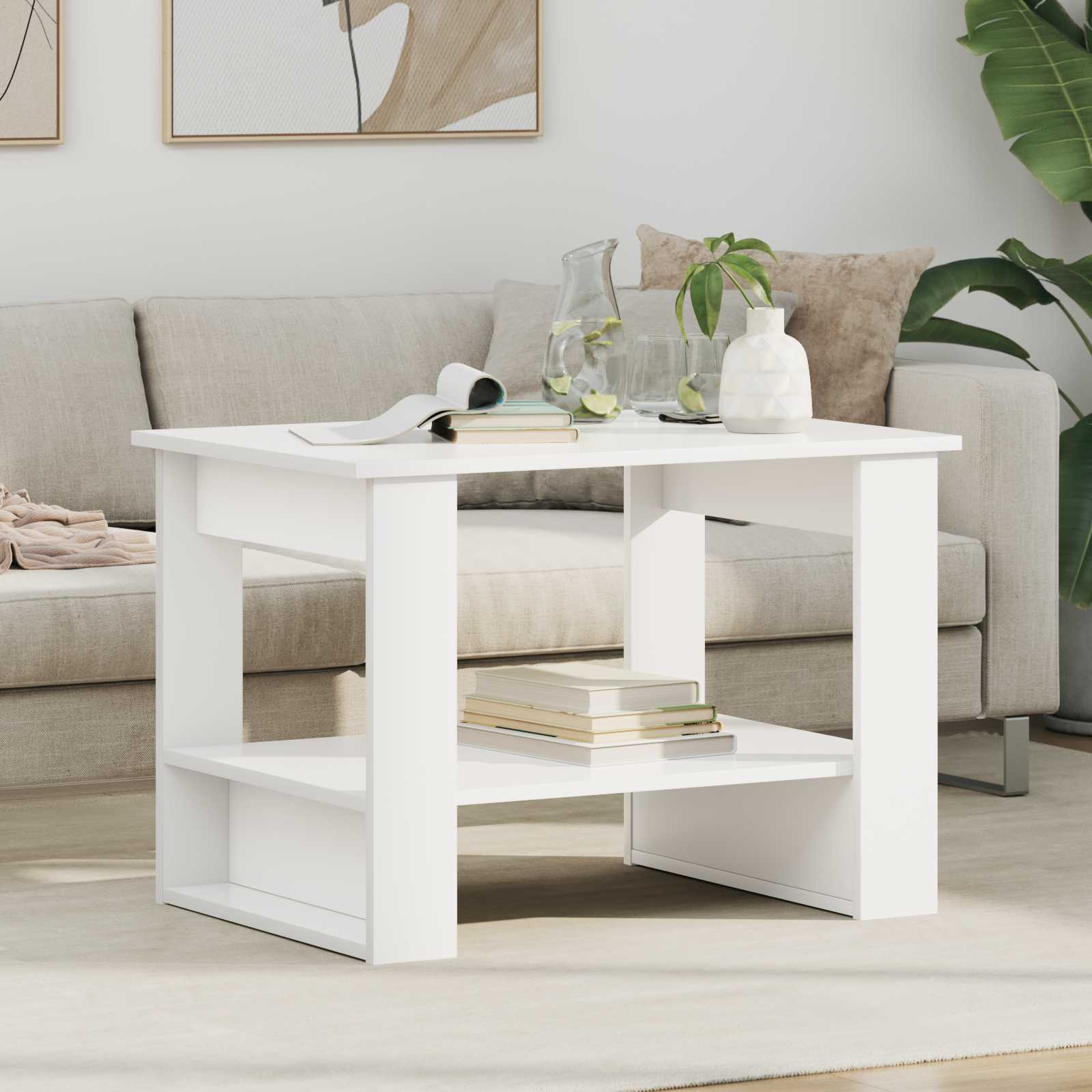 vidaXL Stolik kawowy Biały 72 x 50 x 50 cm Materiał drewnopochodny
