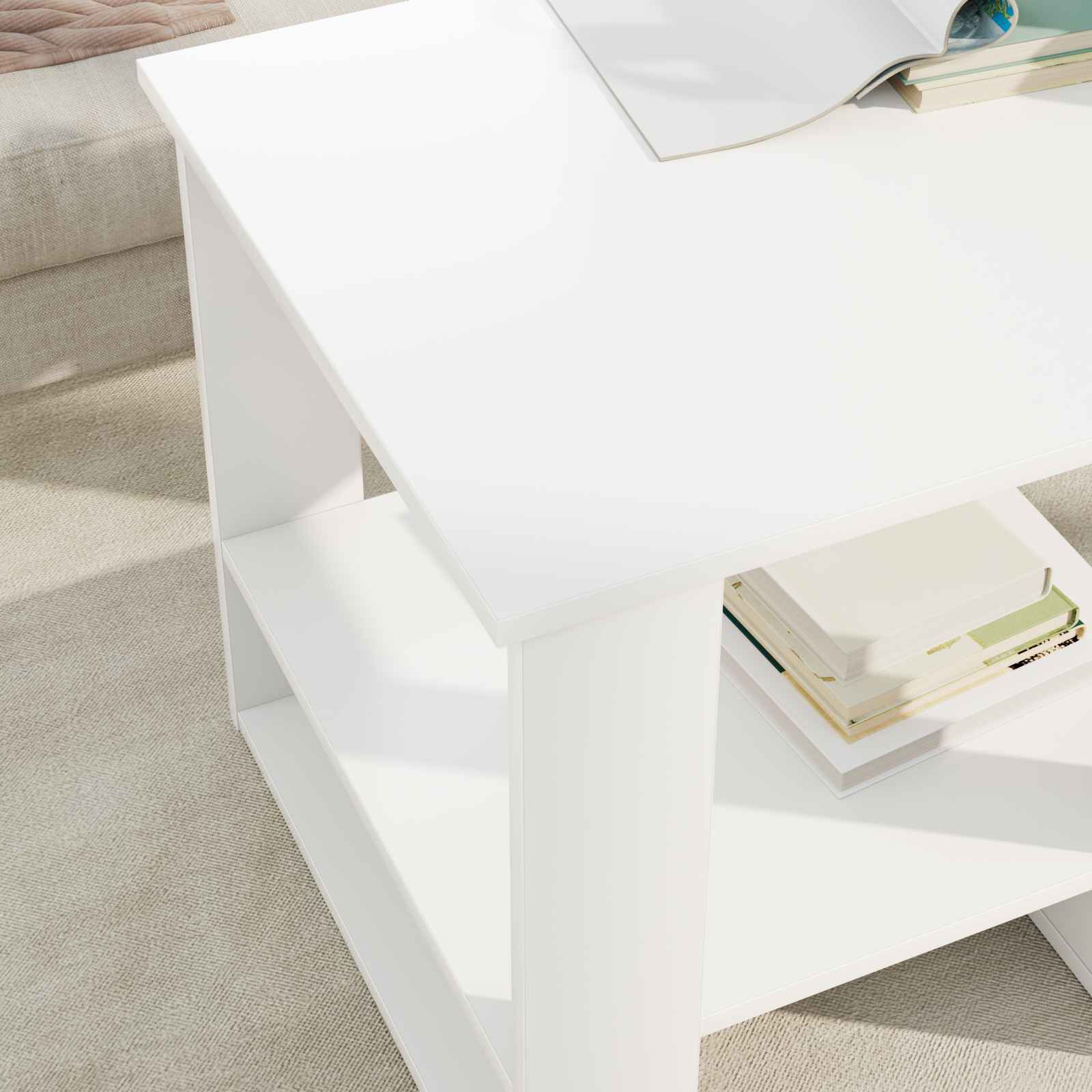 vidaXL Stolik kawowy Biały 51 x 50 x 50 cm Materiał drewnopochodny