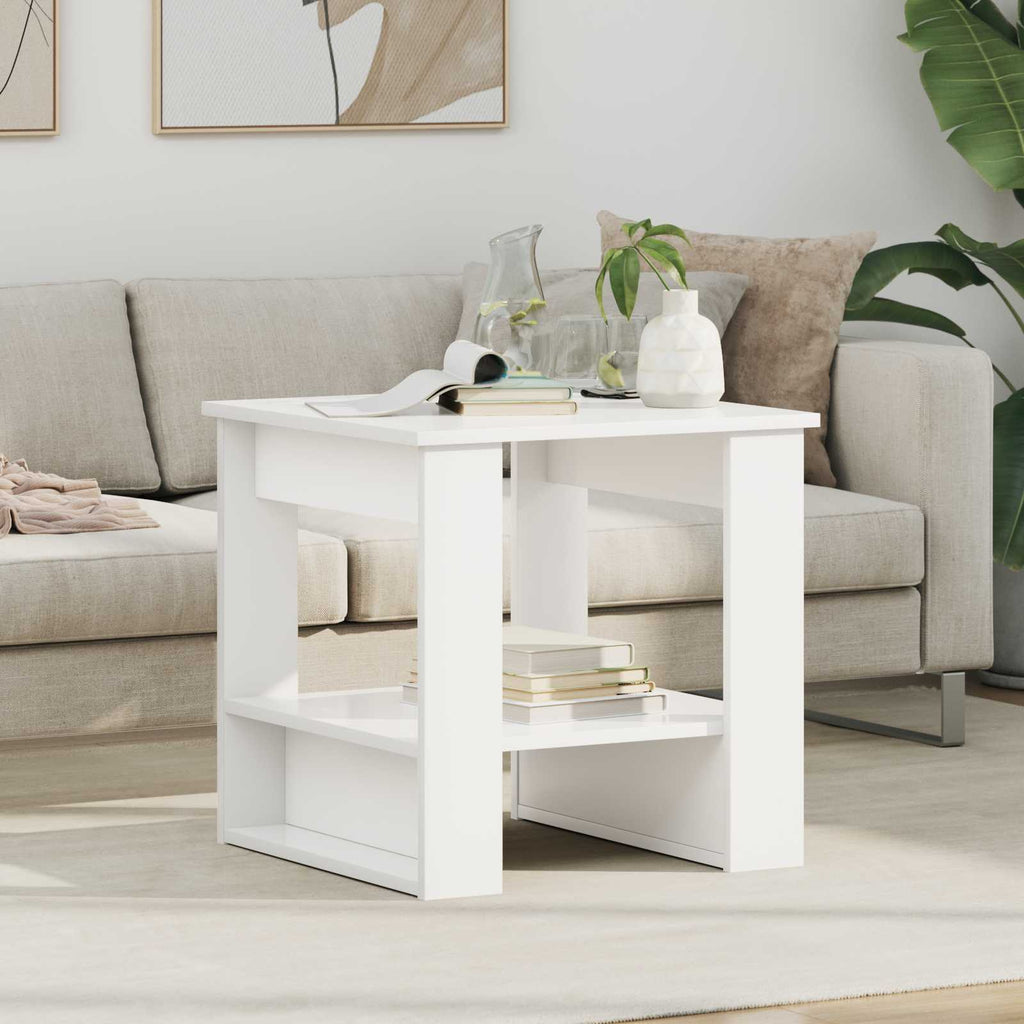 vidaXL Stolik kawowy Biały 51 x 50 x 50 cm Materiał drewnopochodny