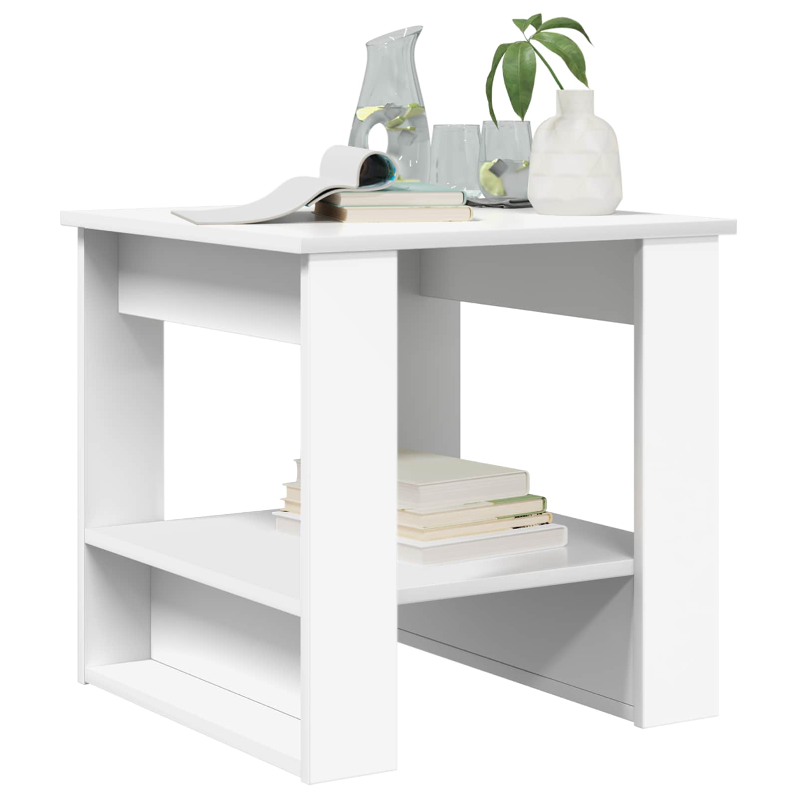 vidaXL Stolik kawowy Biały 51 x 50 x 50 cm Materiał drewnopochodny
