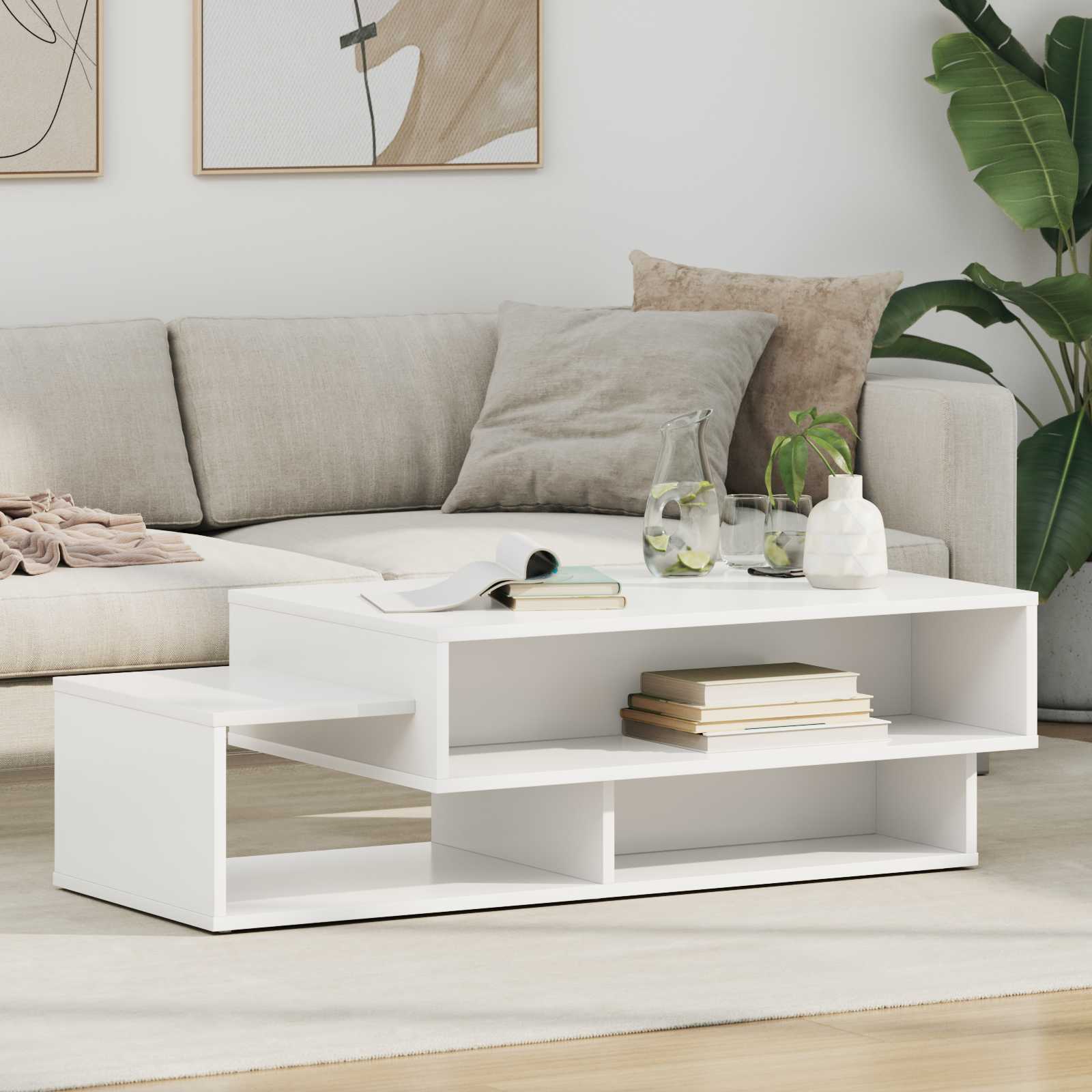 vidaXL Stolik kawowy Biały 105 x 50 x 32,5 cm Materiał drewnopochodny