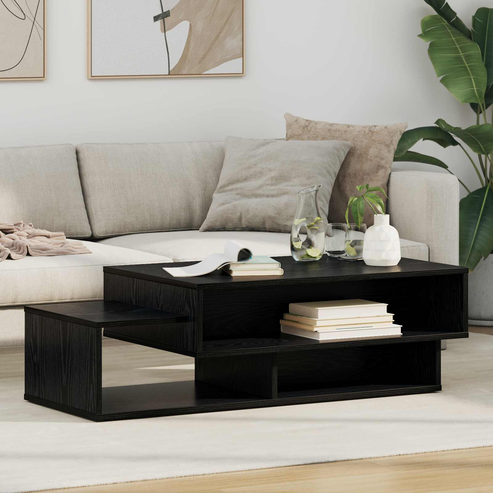 vidaXL Stolik kawowy Czarny Dąb 105 x 50 x 32,5 cm