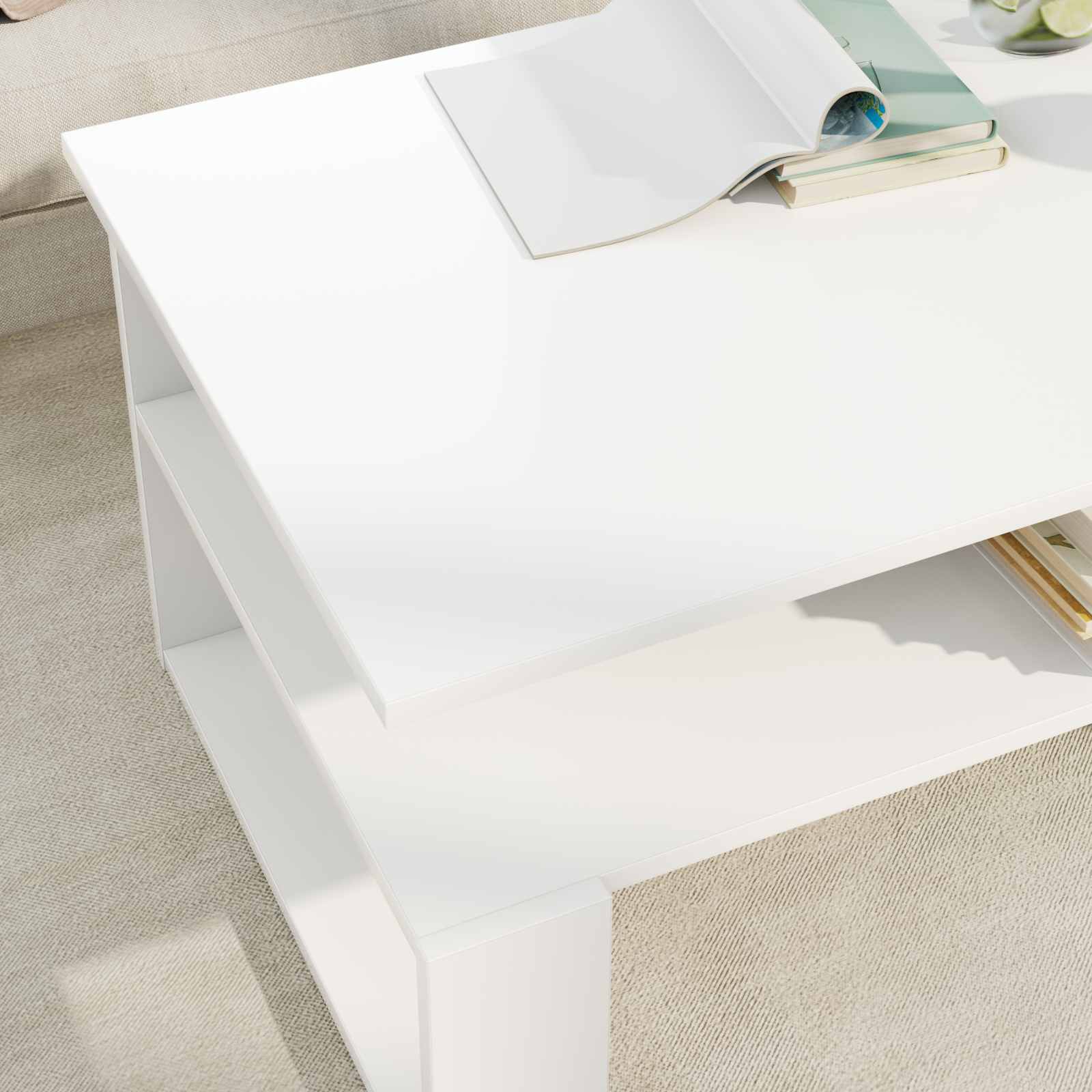 vidaXL Stolik kawowy Biały 90 x 50 x 40 cm Materiał drewnopochodny