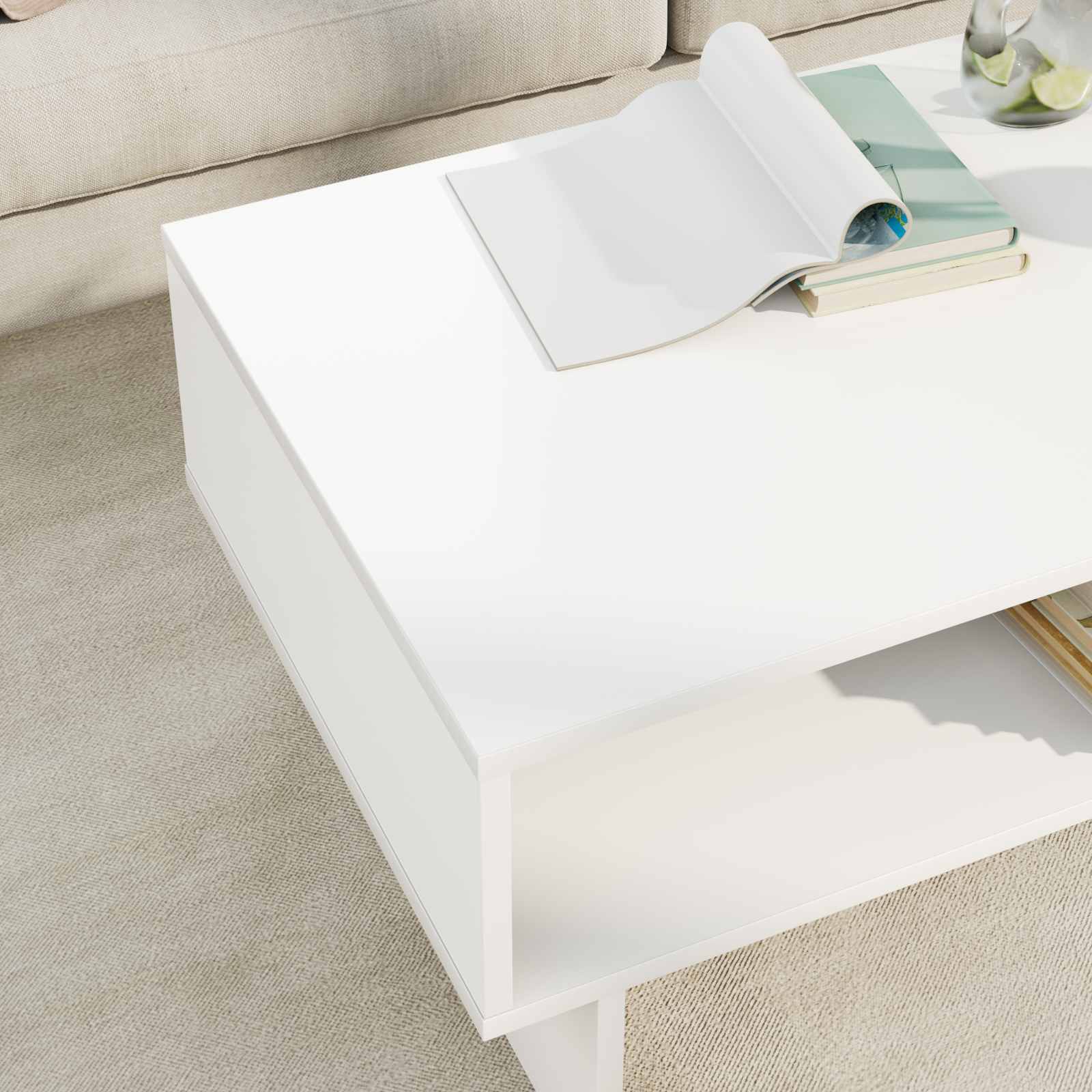 vidaXL Stolik kawowy Biały 80 x 46 x 35 cm Materiał drewnopochodny