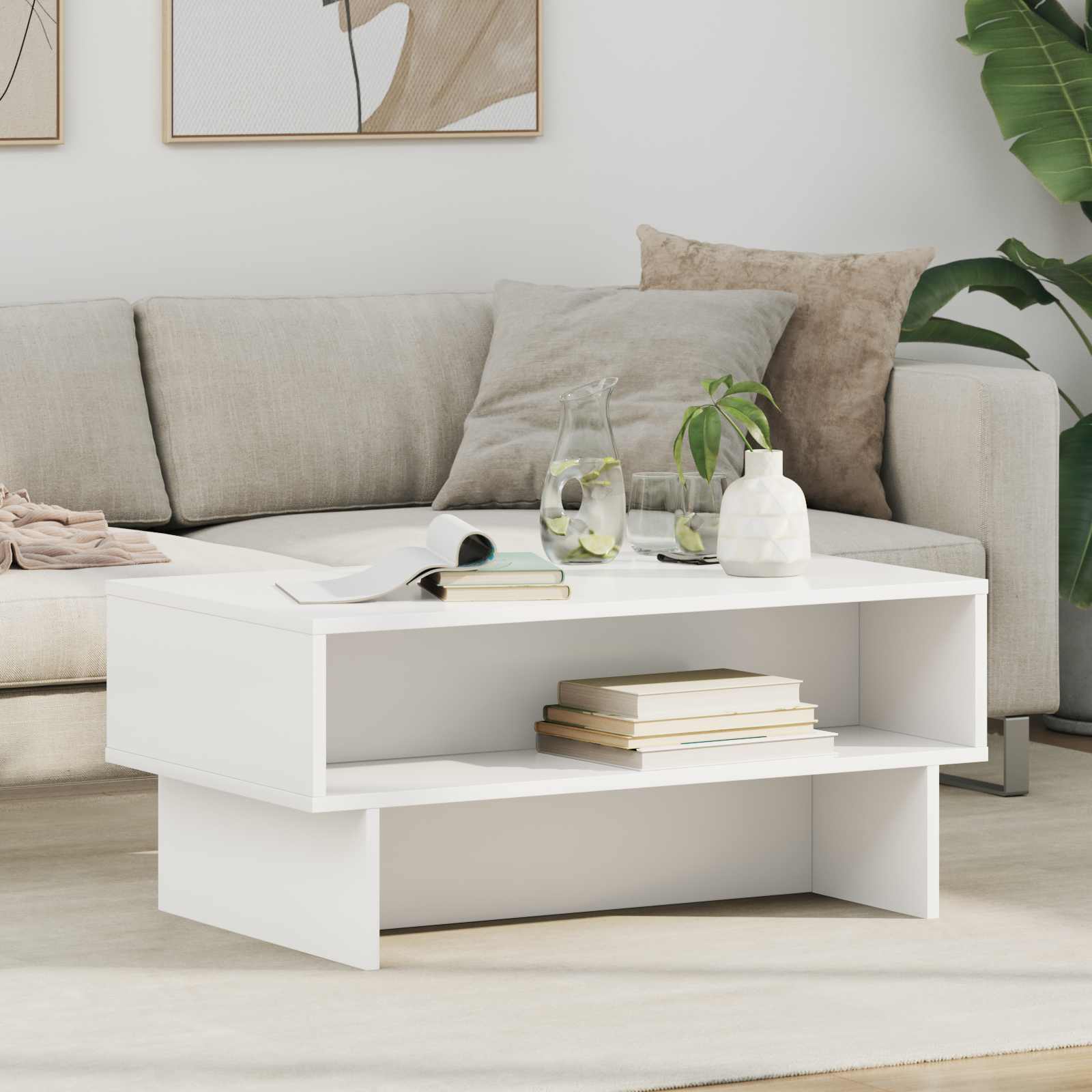 vidaXL Stolik kawowy Biały 80 x 46 x 35 cm Materiał drewnopochodny