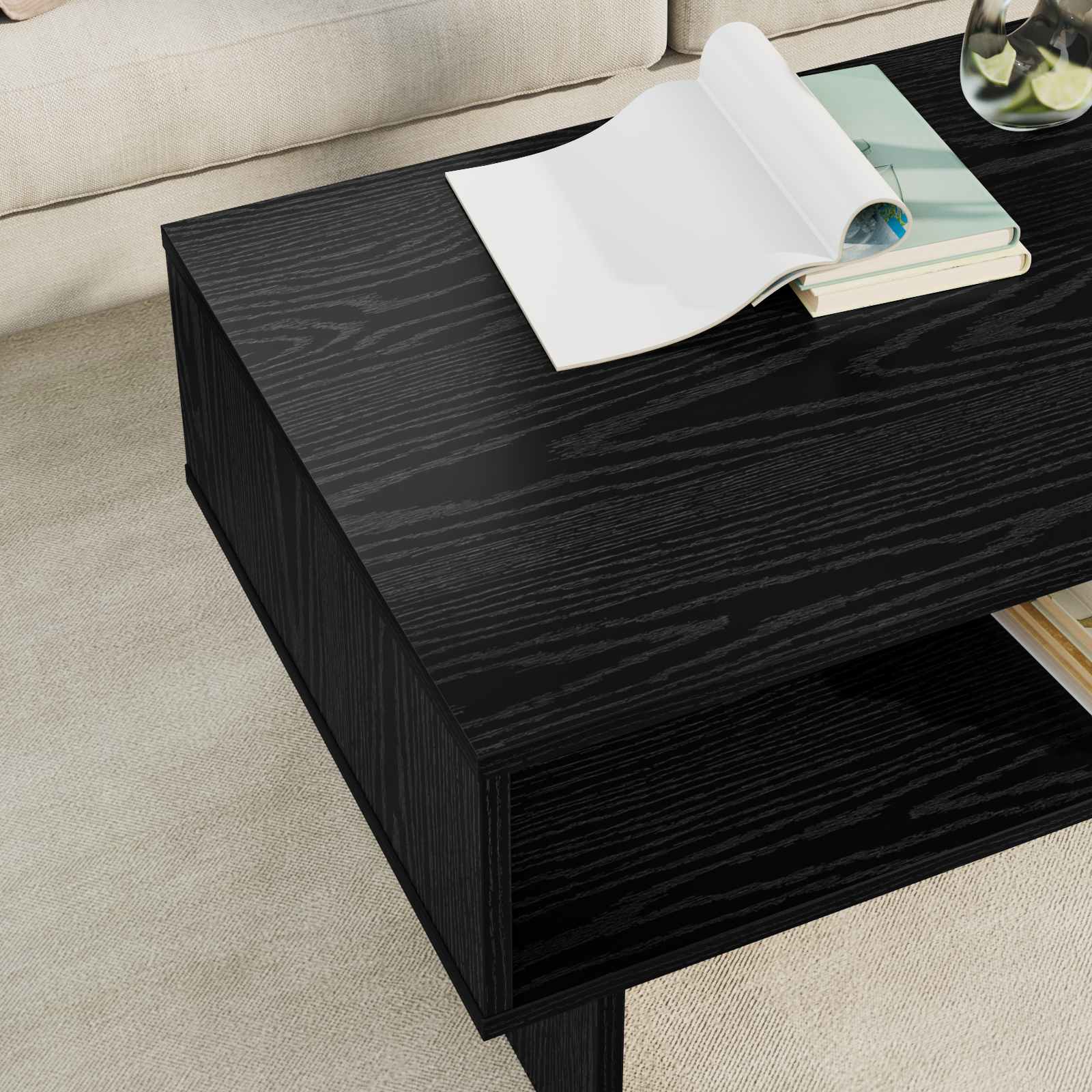 vidaXL Stolik kawowy Czarny Dąb 80 x 46 x 35 cm