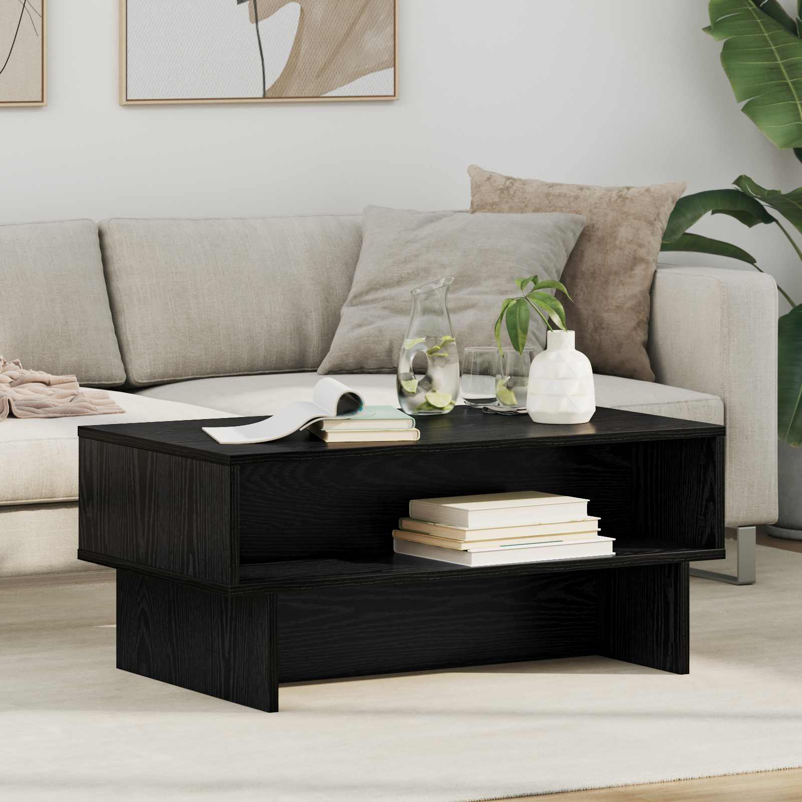 vidaXL Stolik kawowy Czarny Dąb 80 x 46 x 35 cm