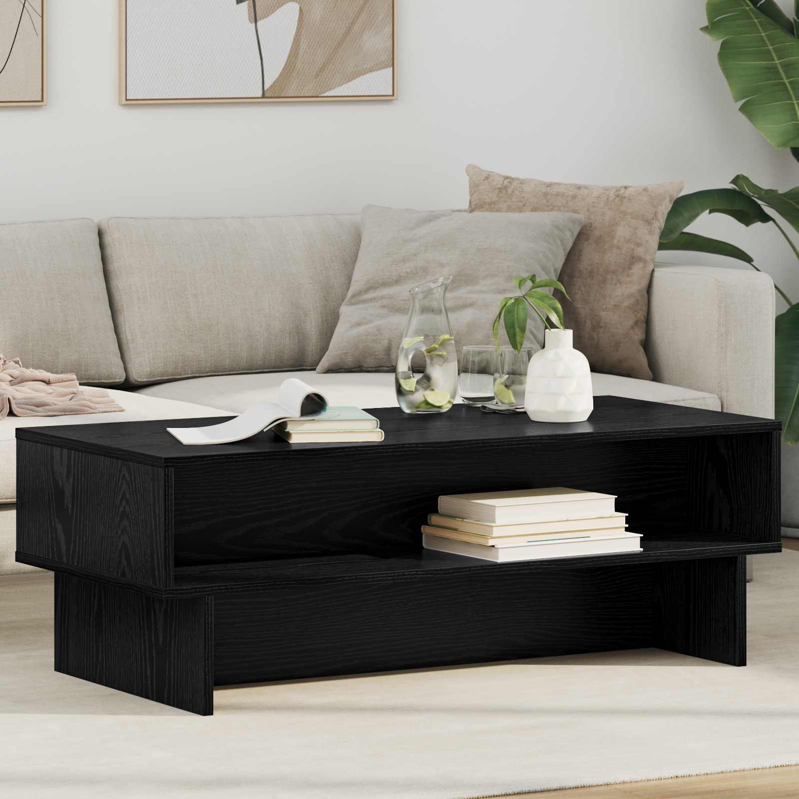 vidaXL Stolik kawowy Czarny Dąb 100 x 46 x 35 cm
